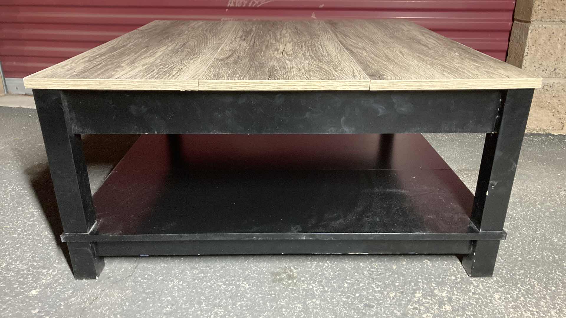 Photo 1 of AMERIWOOD HOME TWO TONE WOOD TOP FINISH PLANK BOARD COFFEE TABLE 35.5” X 35.5” H17”