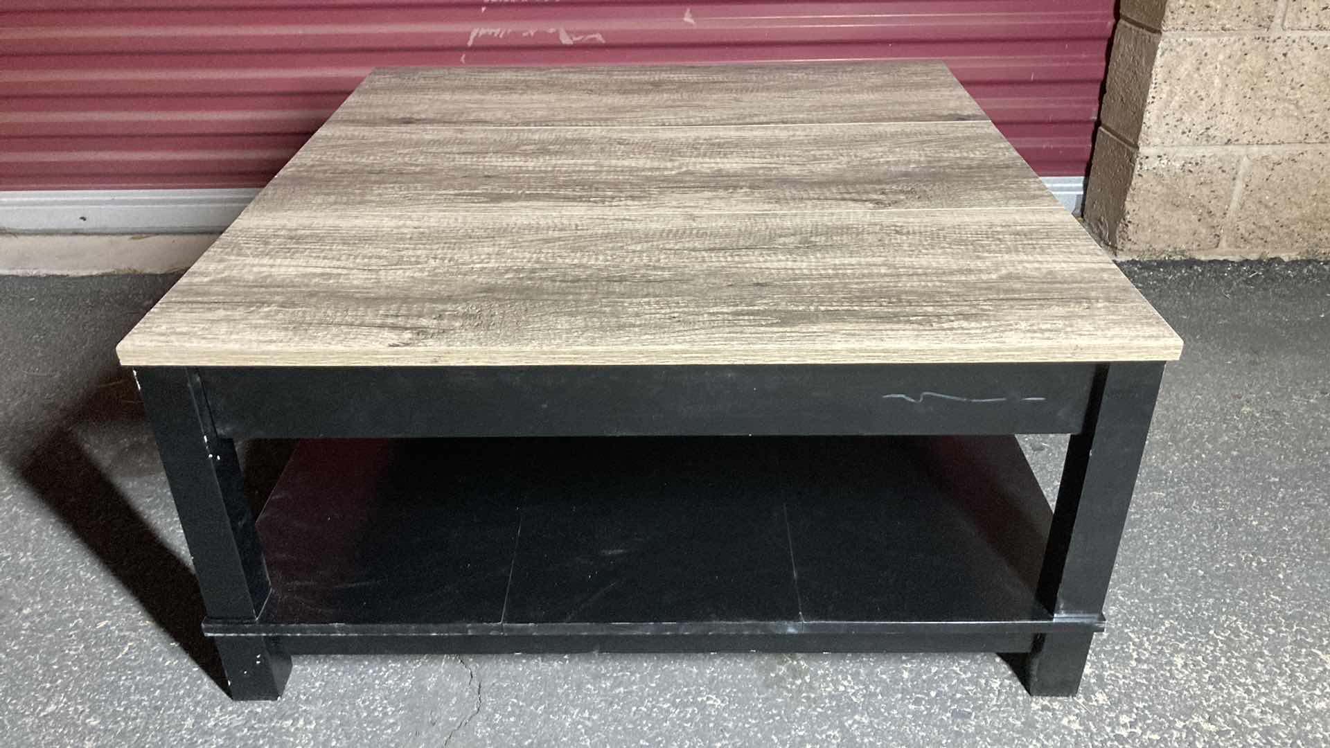 Photo 1 of AMERIWOOD HOME TWO TONE WOOD TOP FINISH PLANK BOARD COFFEE TABLE 35.5” X 35.5” H17”