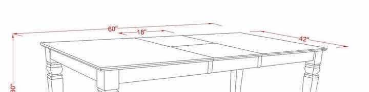 Photo 3 of NEW EAST WEST FURNITURE WESTON BLACK & CHERRY WOOD FINISH RECTANGLE DINING TABLE TOP ONLY W 18” BUTTERFLY LEAF MODEL WET-BCH-T 60” X 42”