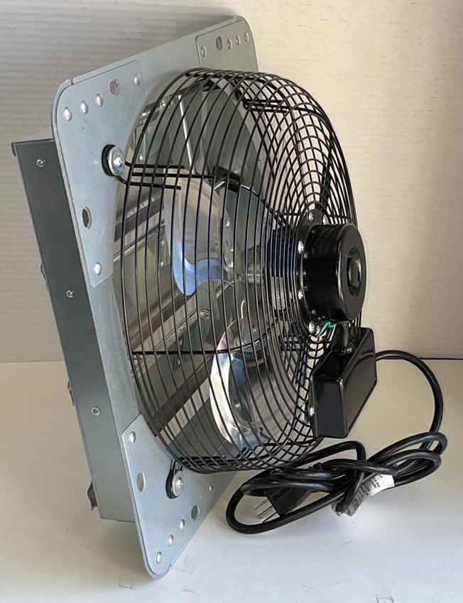 Photo 1 of NEW KEN BROWN 12” WALL MOUNTED SHUTTER EXHAUST FAN, ALUMINUM W 1.65 METERS POWER CORD KIT MODEL X002M63JEF