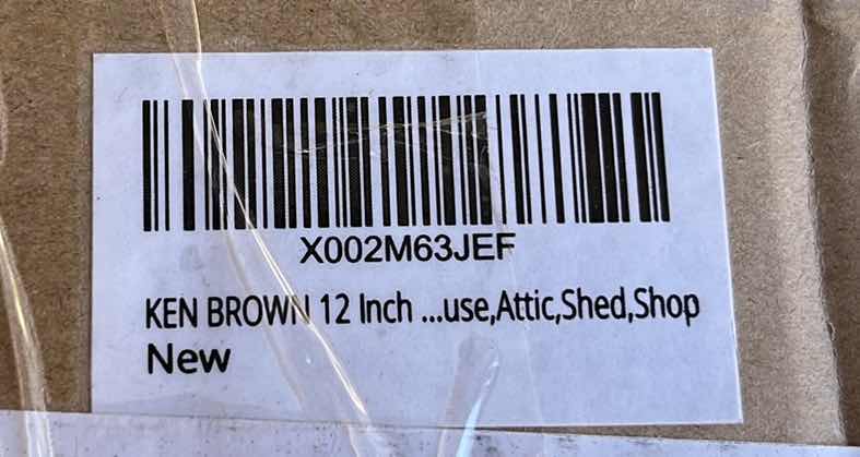 Photo 10 of NEW KEN BROWN 12” WALL MOUNTED SHUTTER EXHAUST FAN, ALUMINUM W 1.65 METERS POWER CORD KIT MODEL X002M63JEF