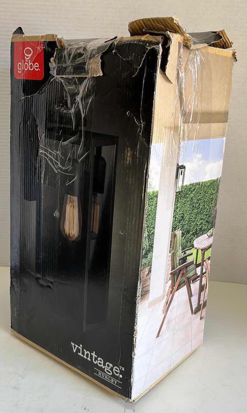 Photo 1 of NEW GLOBE ELECTRIC BOWERY 1-LIGHT INDOOR/OUTDOOR WALL SCONCE, MATTE BLACK FINISH W CLEAR GLASS PANES MODEL 44314