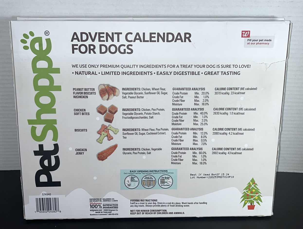 Photo 1 of NEW PET SHOPPE ADVENT CALENDAR FOR DOGS, NATURAL W REAL CHICKEN 25 TREATS (2)