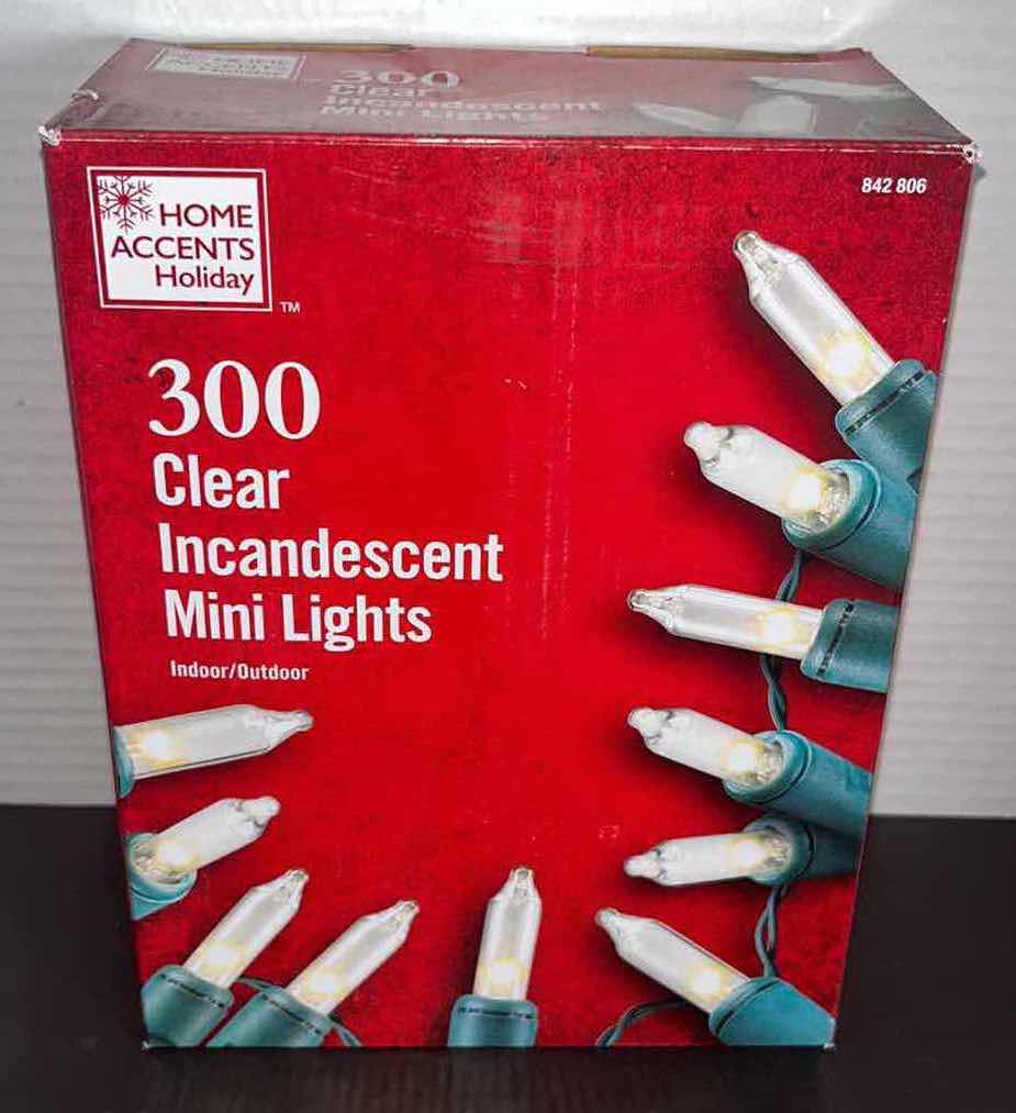 Photo 1 of NEW HOME ACCENTS HOLIDAY 300 CLEAR INCANDESCENT MINI LIGHTS #842806 (3)