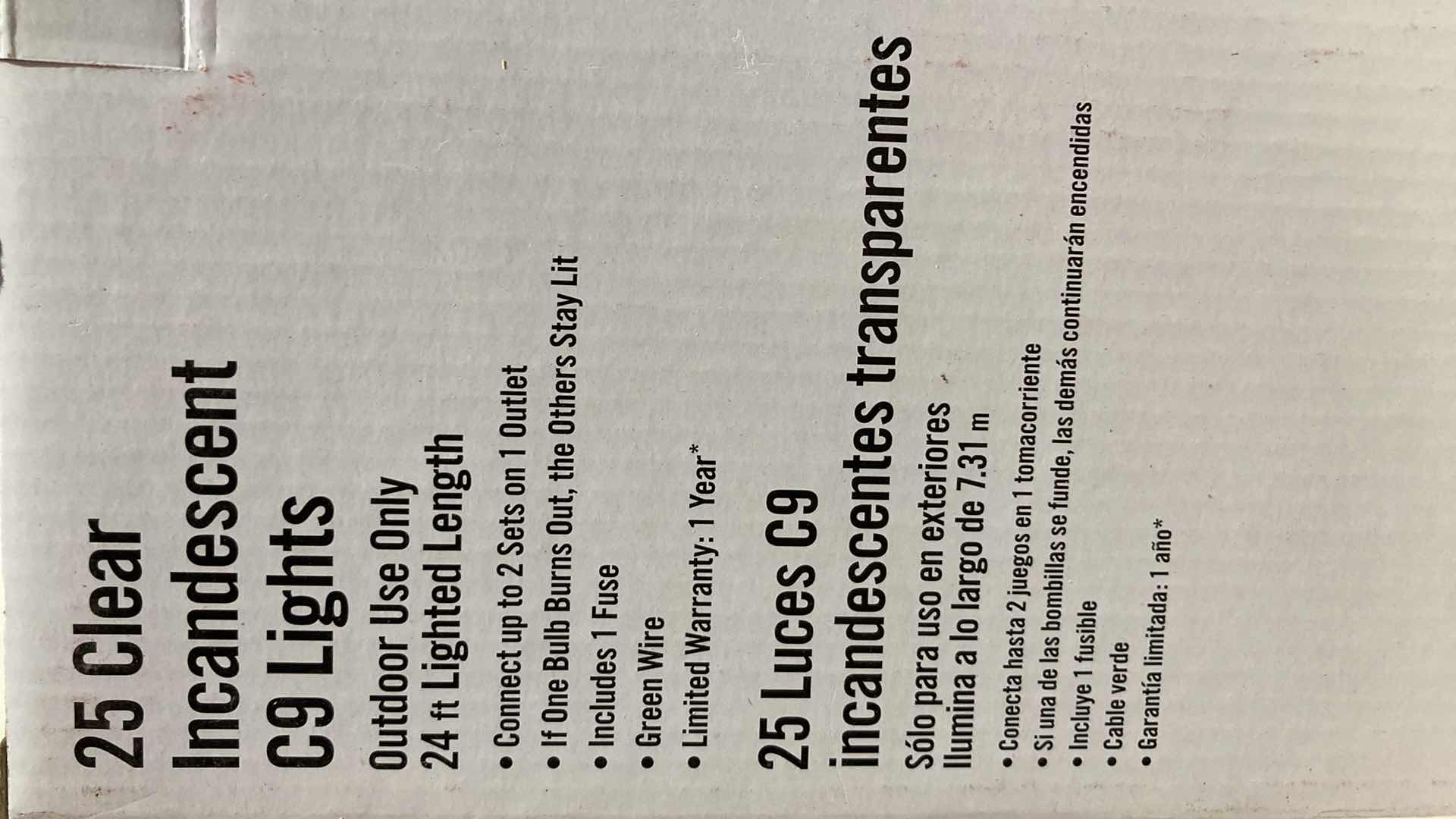 Photo 1 of NEW HOME ACCENTS HOLIDAY CLEAR 25CT INCANDESCENT C9 CHRISTMAS LIGHTS (2)