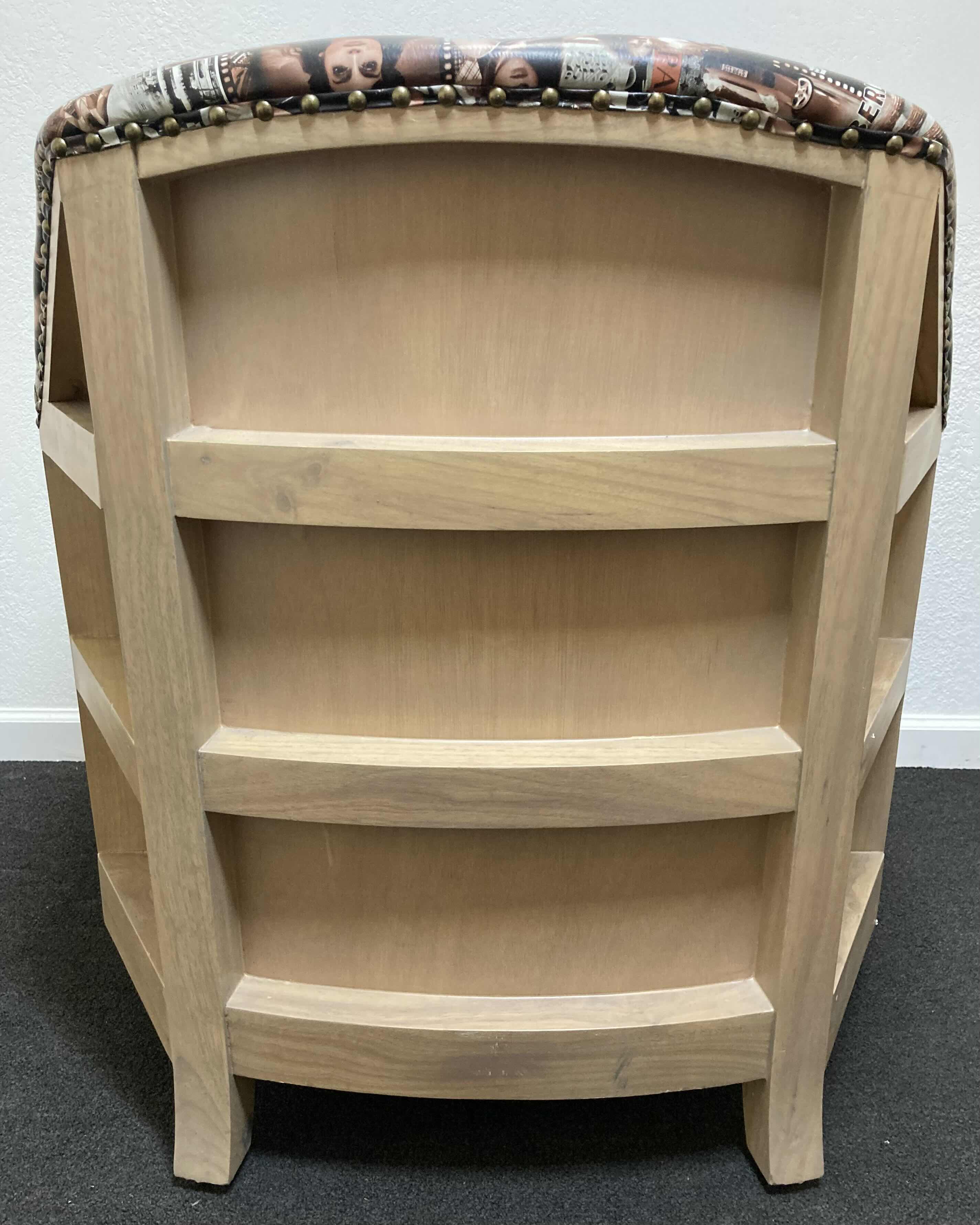 Photo 4 of EUROPEAN SEXY LAVISH LIFESTYLE LITHOGRAPH STYLE VINYL PRINT UPHOLSTERY WOOD BASE CUSTOM MADE LOUNGE CHAIR 31.5” X 32.5” H33”