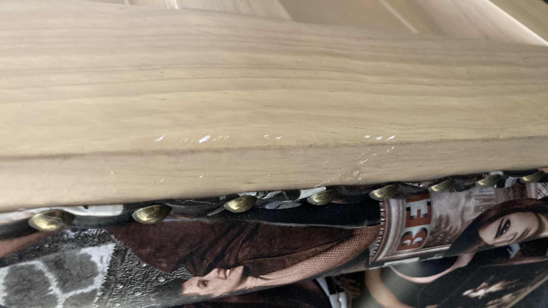 Photo 7 of EUROPEAN SEXY LAVISH LIFESTYLE LITHOGRAPH STYLE VINYL PRINT UPHOLSTERY WOOD BASE CUSTOM MADE LOUNGE CHAIR 31.5” X 32.5” H33”