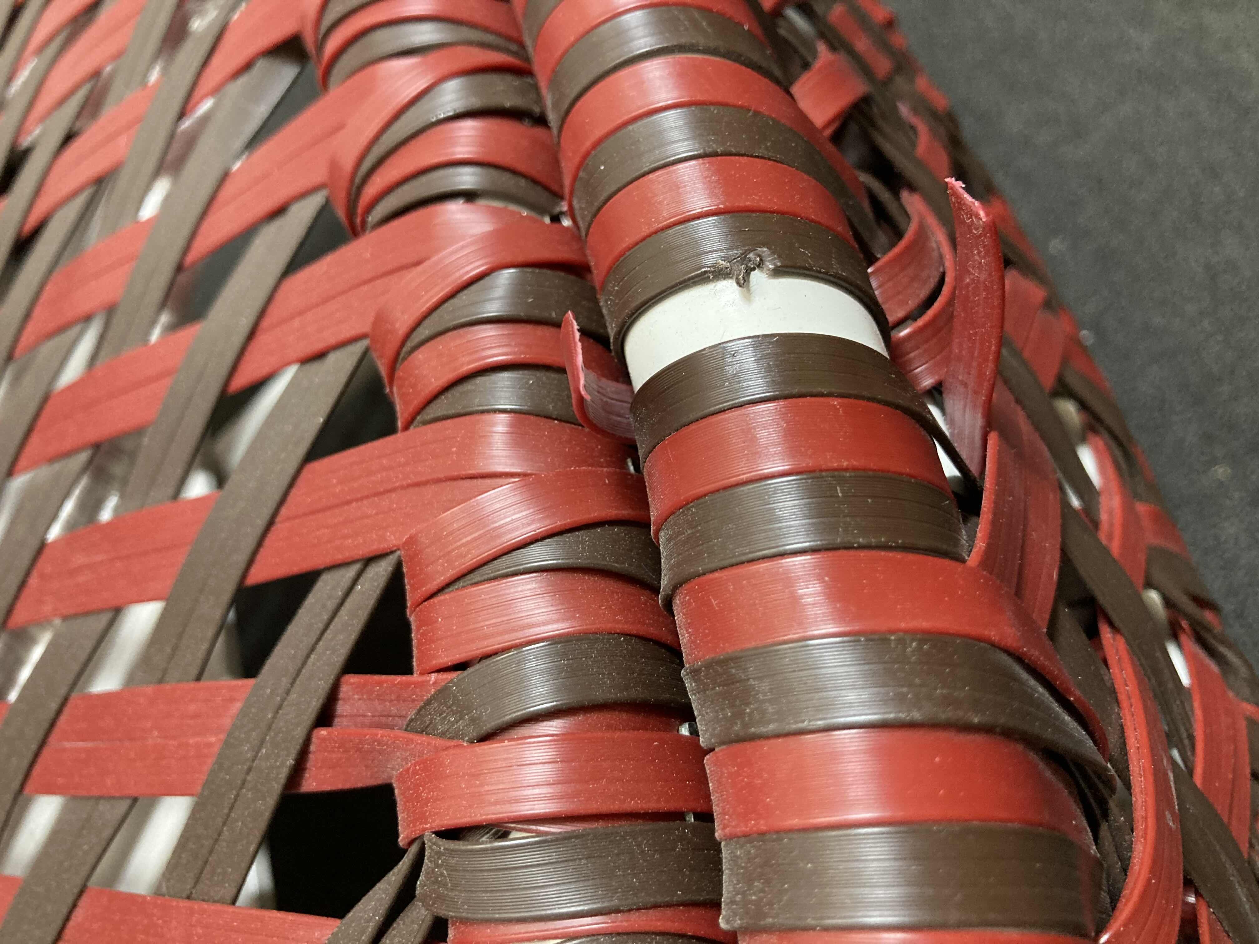 Photo 1 of NEW WALTERS WICKER OVERSIZED ALL WEATHER WOVEN WICKER RUBY RED & MAHOGANY RED FINISH METAL WHITE FRAME LOUNGE CHAIR 31” X 33” H39”