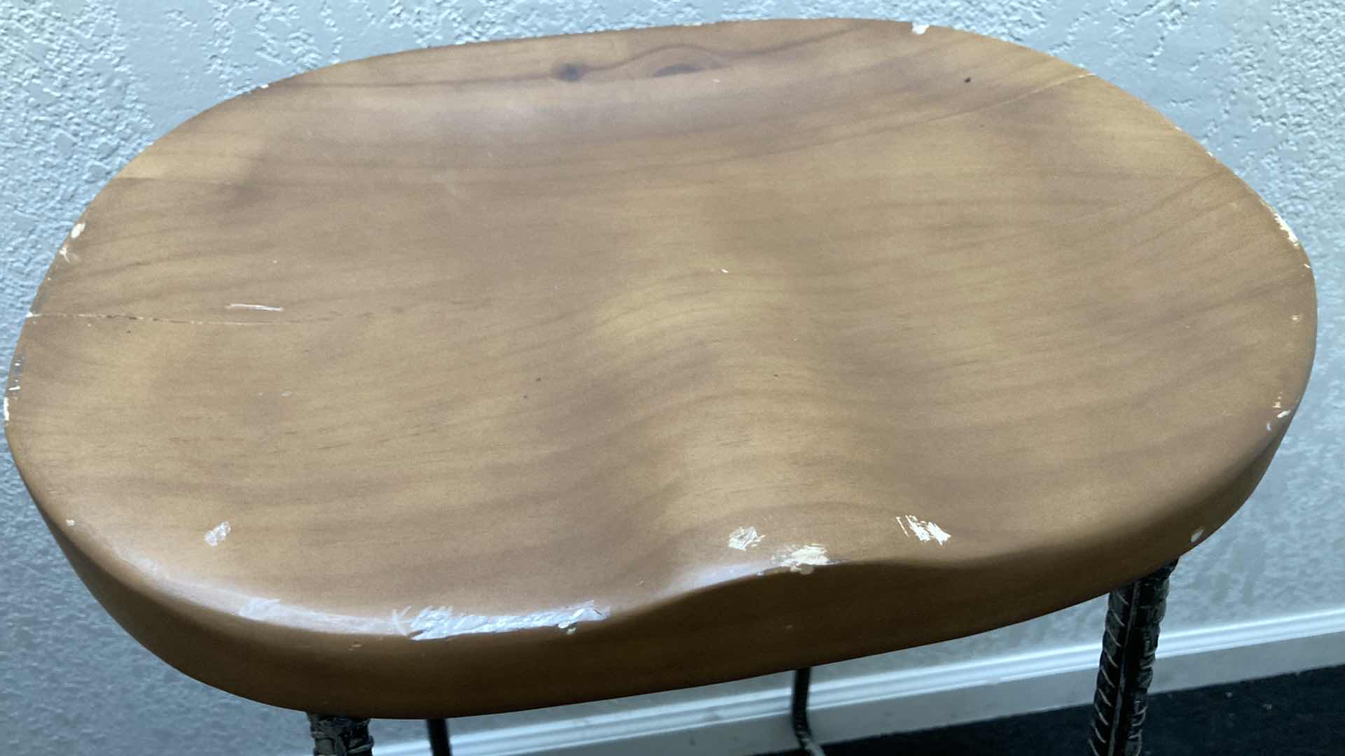 Photo 6 of INDUSTRY WEST RUSTIC WOOD TOP REBAR BASE BAR STOOL 16.5” X 12.5” H30”