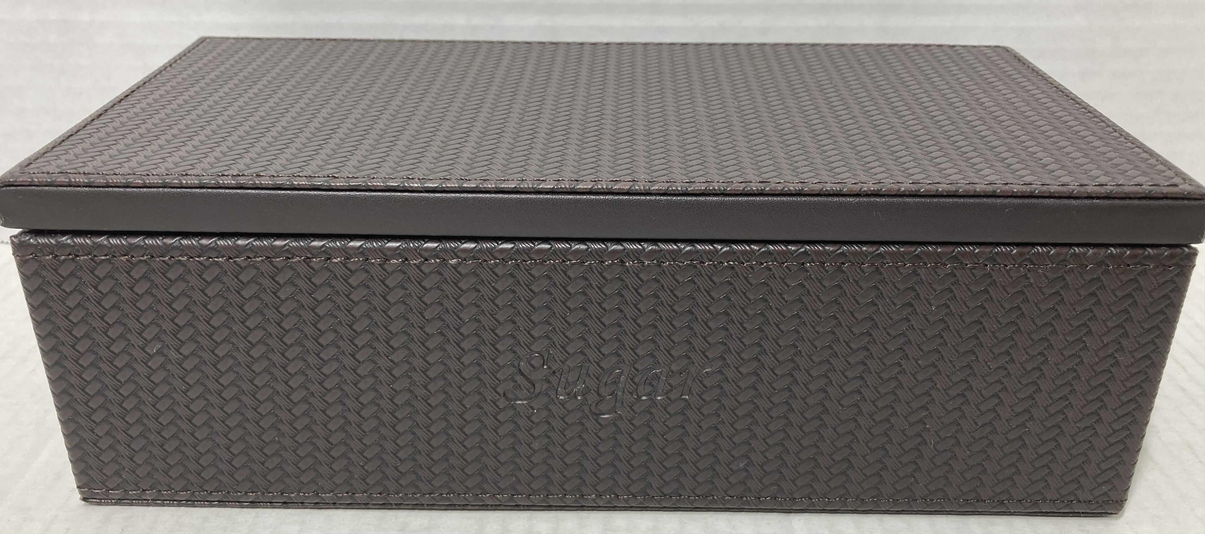 Photo 1 of TEA & SUGAR WOVEN FINISH 6 COMPARTMENT STORAGE CHEST 10.5” X 5” H3.5” INCHES