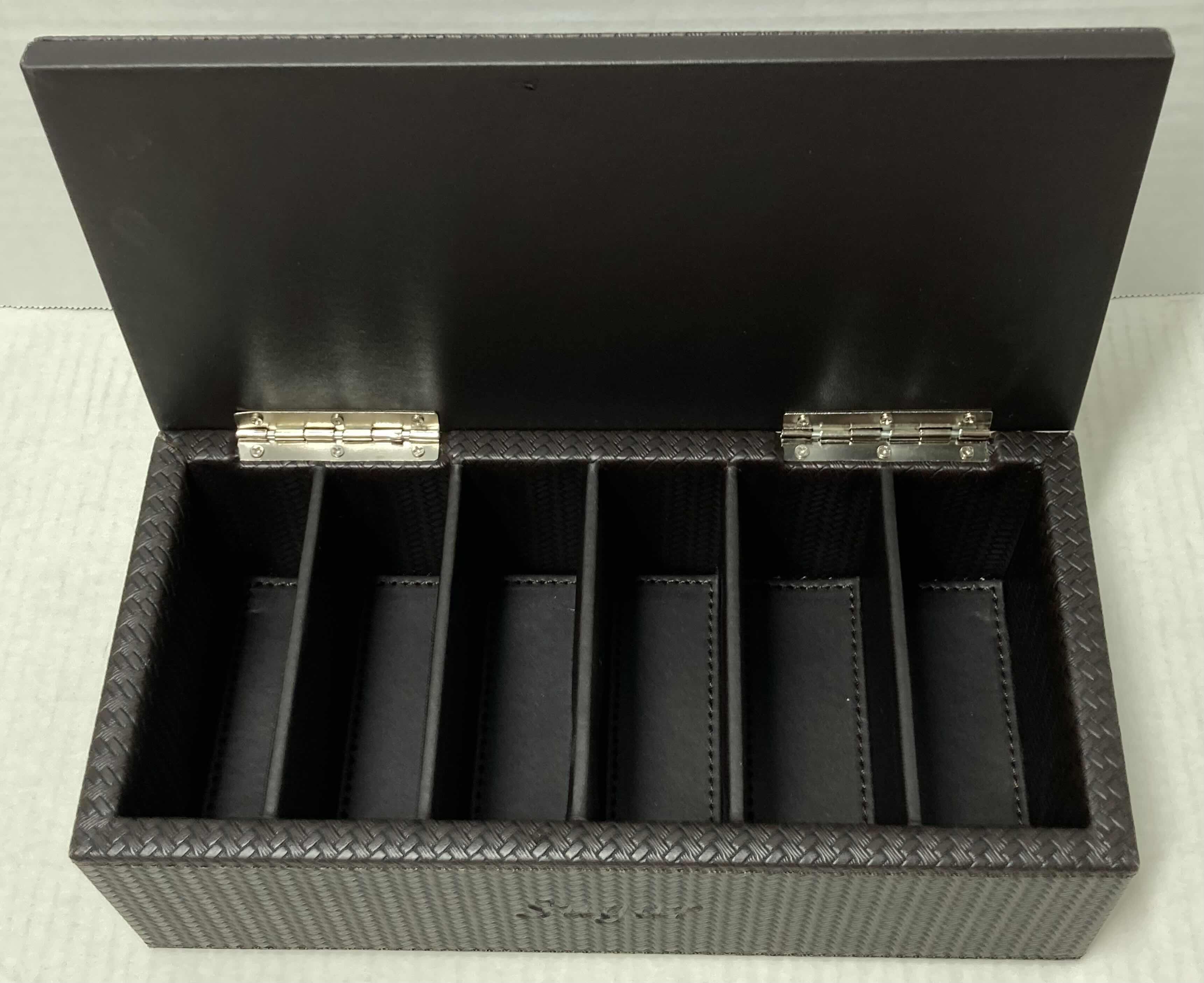 Photo 1 of TEA & SUGAR WOVEN FINISH 6 COMPARTMENT STORAGE CHEST 10.5” X 5” H3.5” INCHES