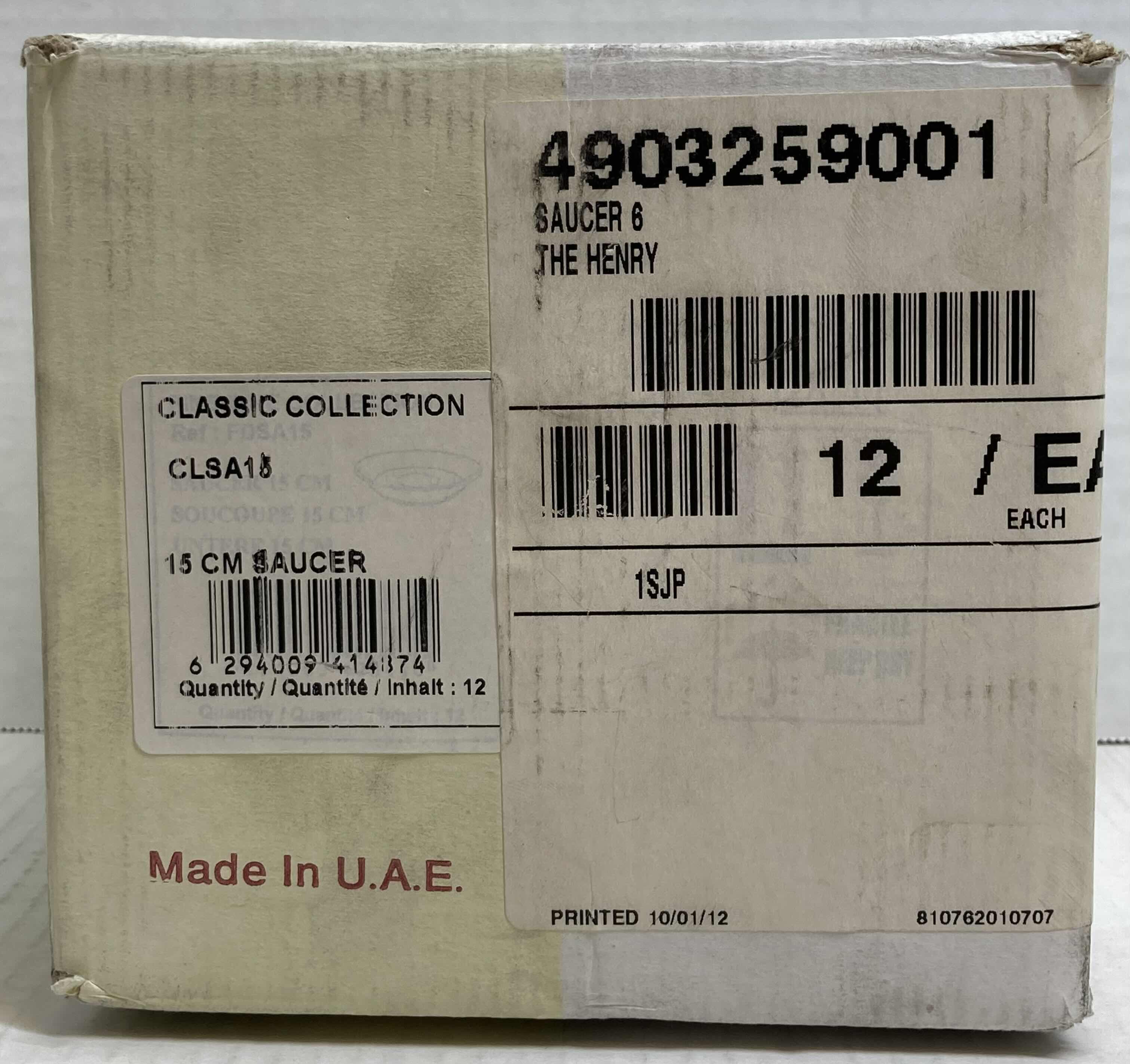 Photo 1 of NEW RAK PORCELAIN THE HENRY WHITE W GREEN LINE TRIM 6” COFFEE & TEA SAUCERS 12 PACK RESTAURANT GRADE