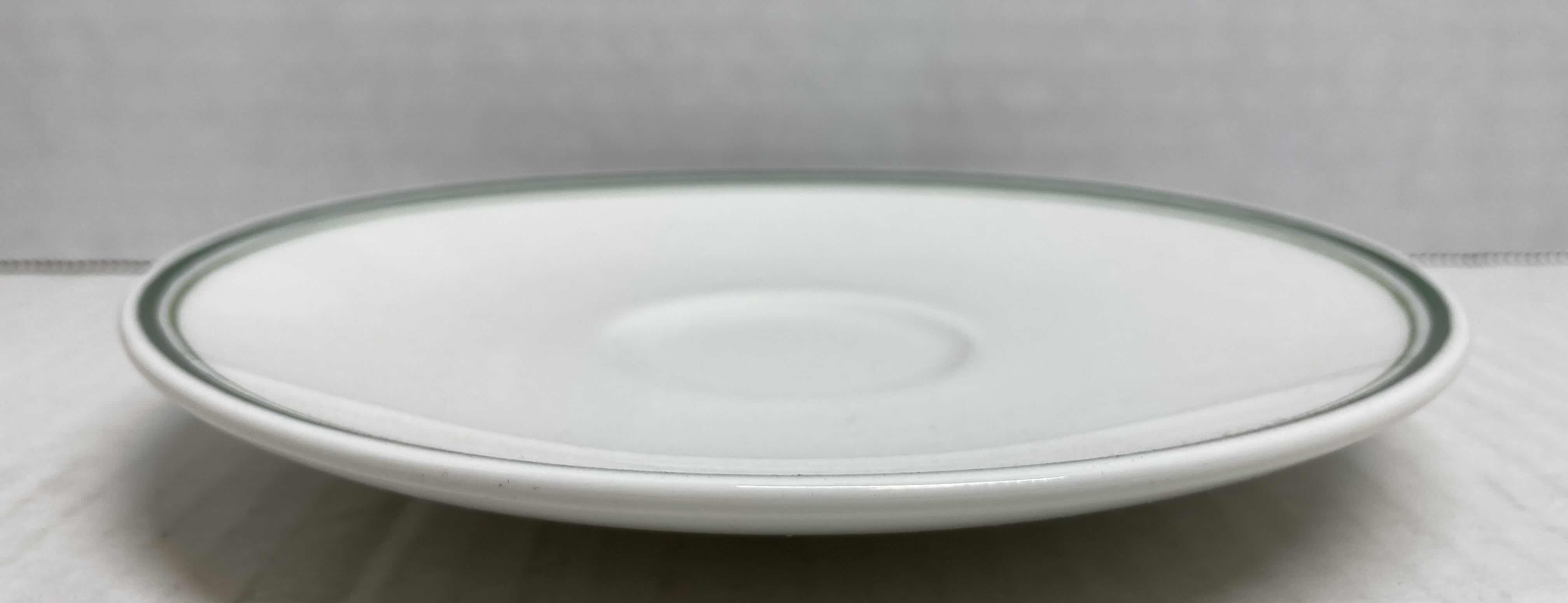 Photo 1 of NEW RAK PORCELAIN THE HENRY WHITE W GREEN LINE TRIM 6” COFFEE & TEA SAUCERS 12 PACK RESTAURANT GRADE