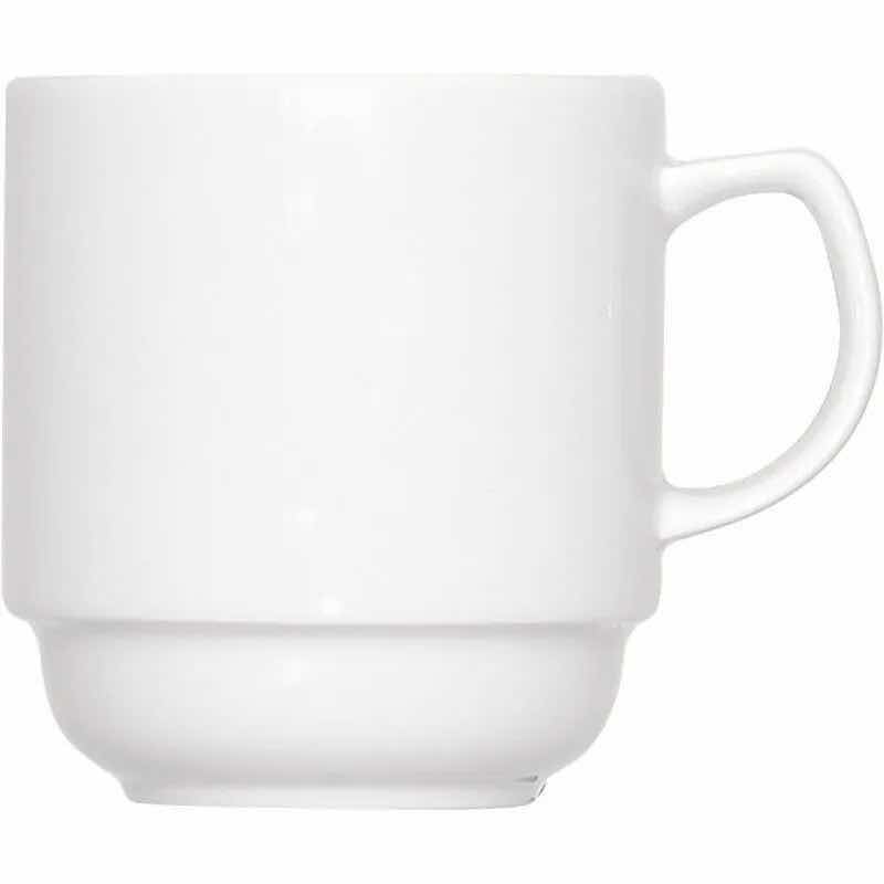 View 1 of NEW BAUSCHER HEPP WHITE PORCELAIN 10.1OZ COFFEE MUGS 6PACK