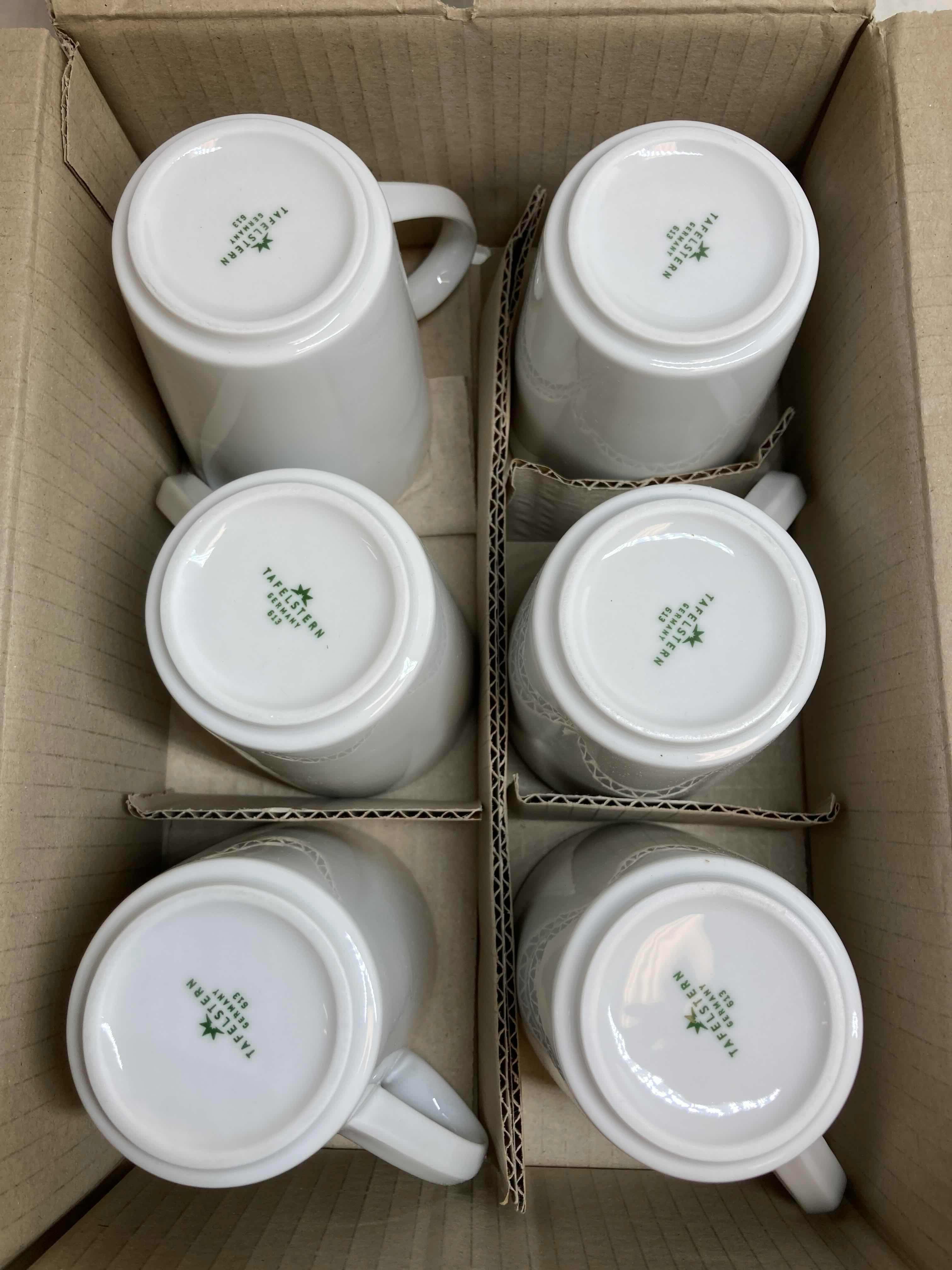 Photo 1 of NEW BAUSCHER HEPP TAFELSTERN BRIGHT WHITE PORCELAIN 9.46OZ COFFEE MUGS 6PACK