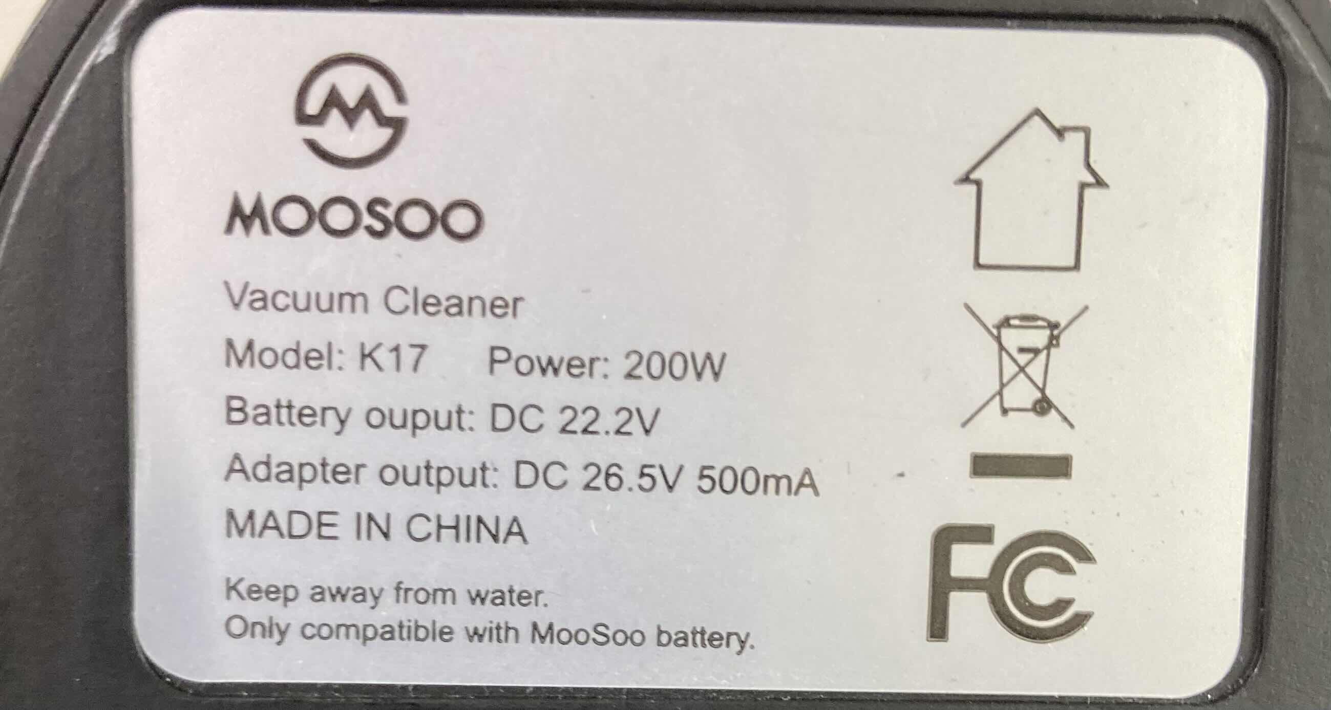 Photo 1 of MOOSOO ULTRA-QUIET CORDLESS VACUUM CLEANER W ATTACHMENTS (10) & WALL MOUNTED CHARGER MODEL K17