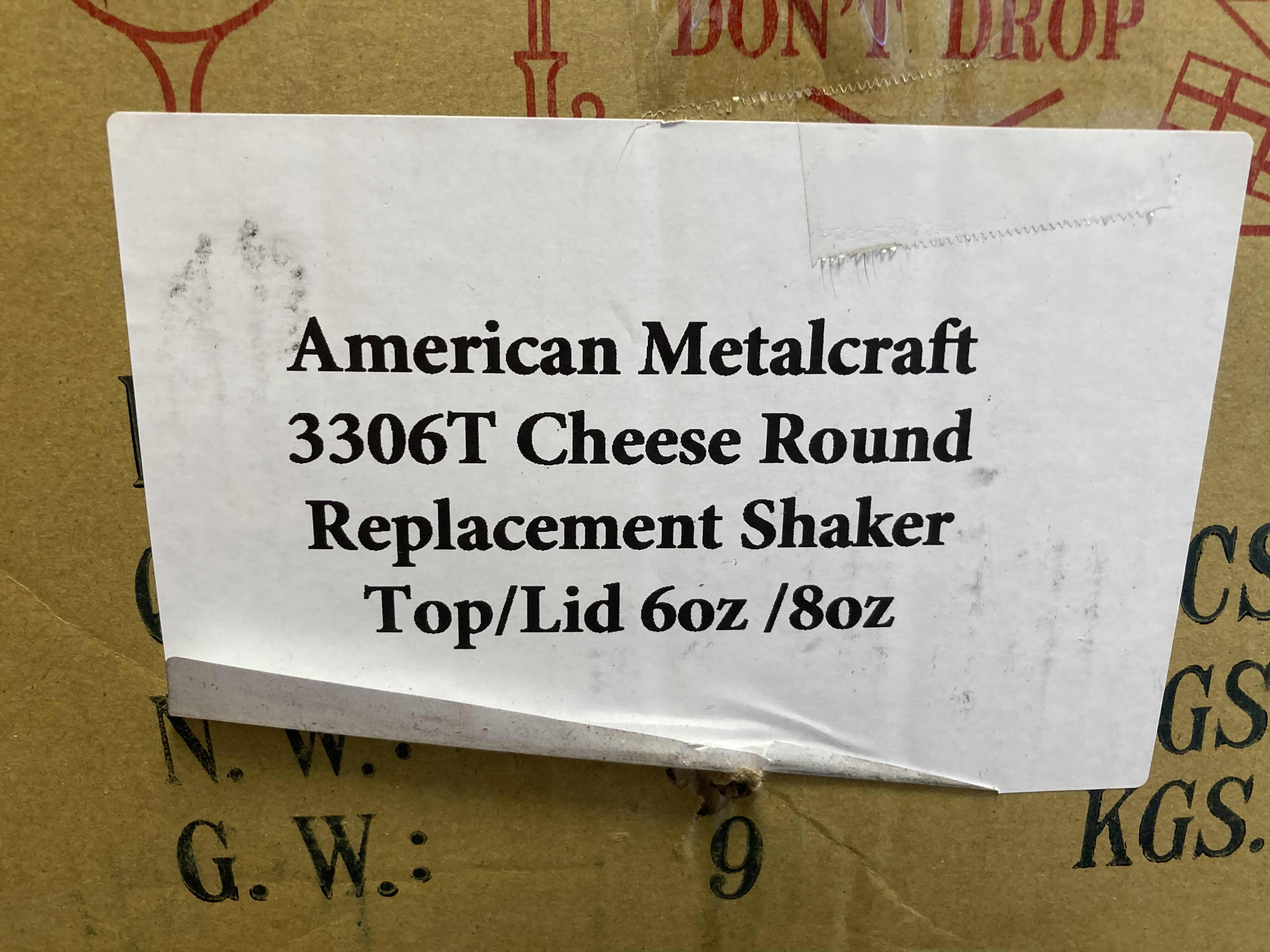 Photo 1 of NEW AMERICAN METAL CRAFT CHEESE 60Z/8OZ REPLACEMENT
ROUND SHAKER LIDS TOPS
MODEL 3306T (55 12PACKS)