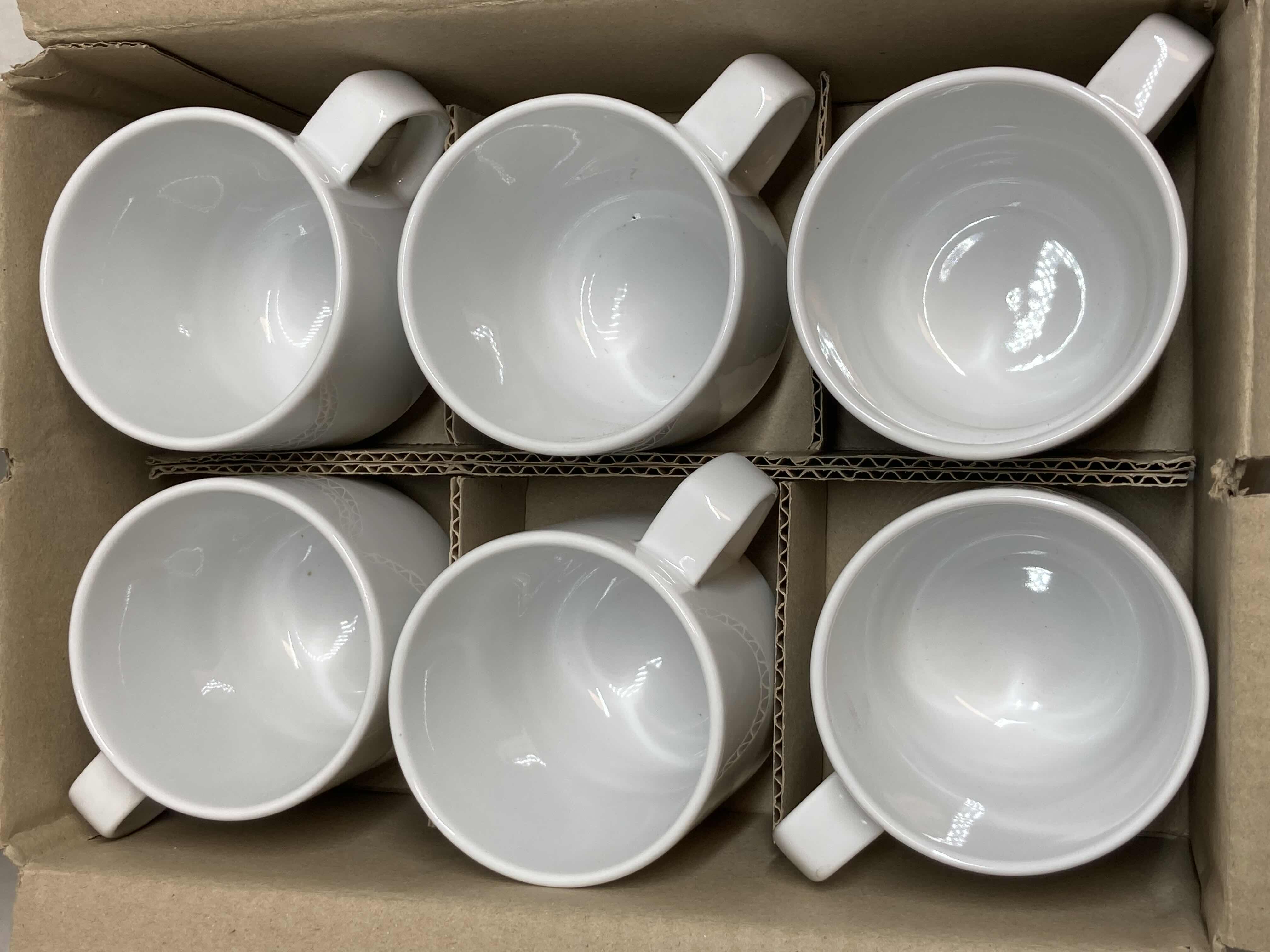 Photo 1 of NEW BAUSCHER HEPP WHITE PORCELAIN 10.1OZ COFFEE MUGS 6PACK