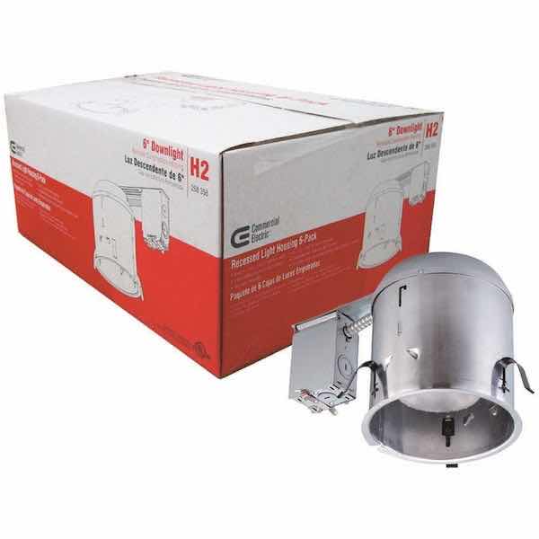 Photo 1 of COMMERCIAL ELECTRIC ALUMINUM 6” RECESSED DOWN LIGHT CANS 6PK 46335810228