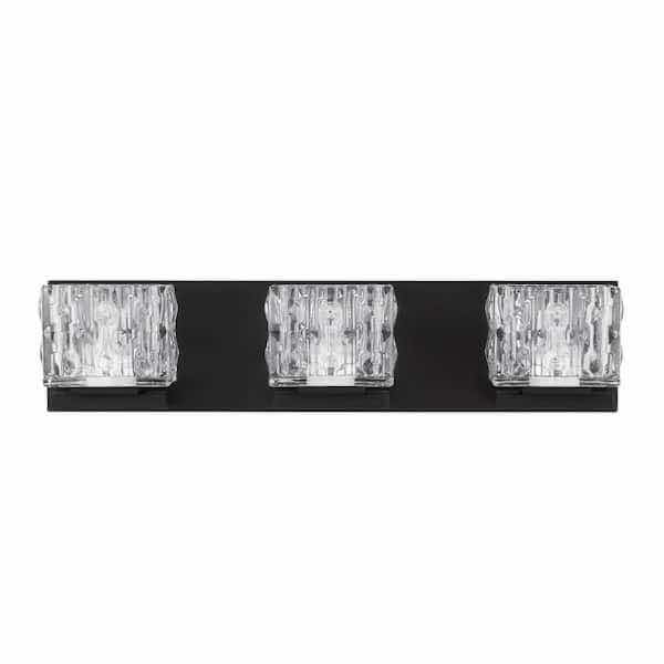 Photo 1 of HOME DECORATORS TULIANNE COAL FINISH LED 3 LIGHT VANITY FIXTURE LIGHT BAR MODEL 25843