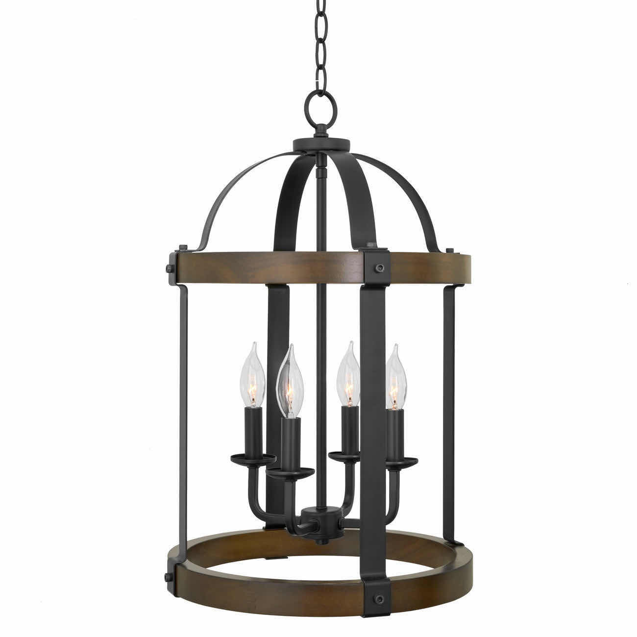 Photo 1 of KIRA HOME OSPREY BLACK RUSTIC WALNUT FINISH 4 LIGHT BIRDCAGE CHANDELIER 810018522254