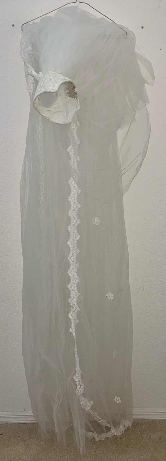Photo 1 of VINTAGE (1975) CUSTOM WEDDING DRESS, SLIP, VEIL & WARDROBE BAG