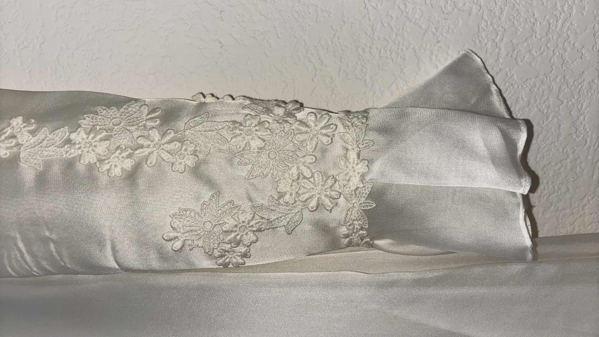 Photo 1 of VINTAGE (1975) CUSTOM WEDDING DRESS, SLIP, VEIL & WARDROBE BAG