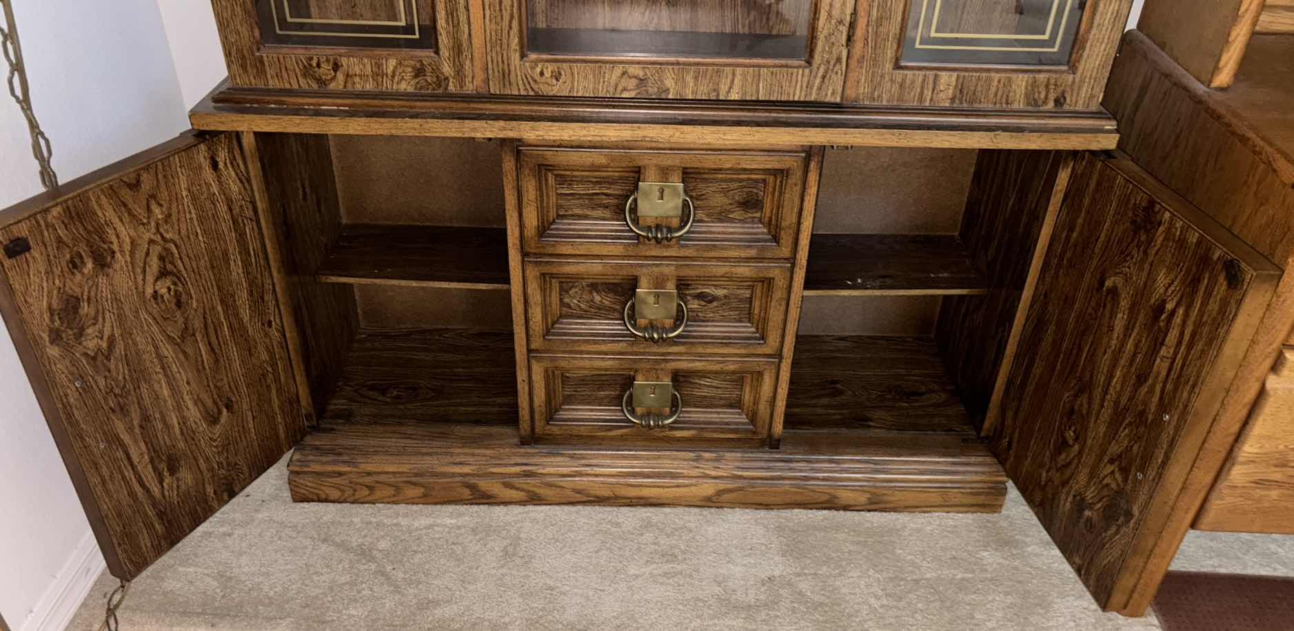 Photo 1 of MID-CENTURY HUTCH W GLASS DOORS & SHELVING 16” X 50.75” H81”