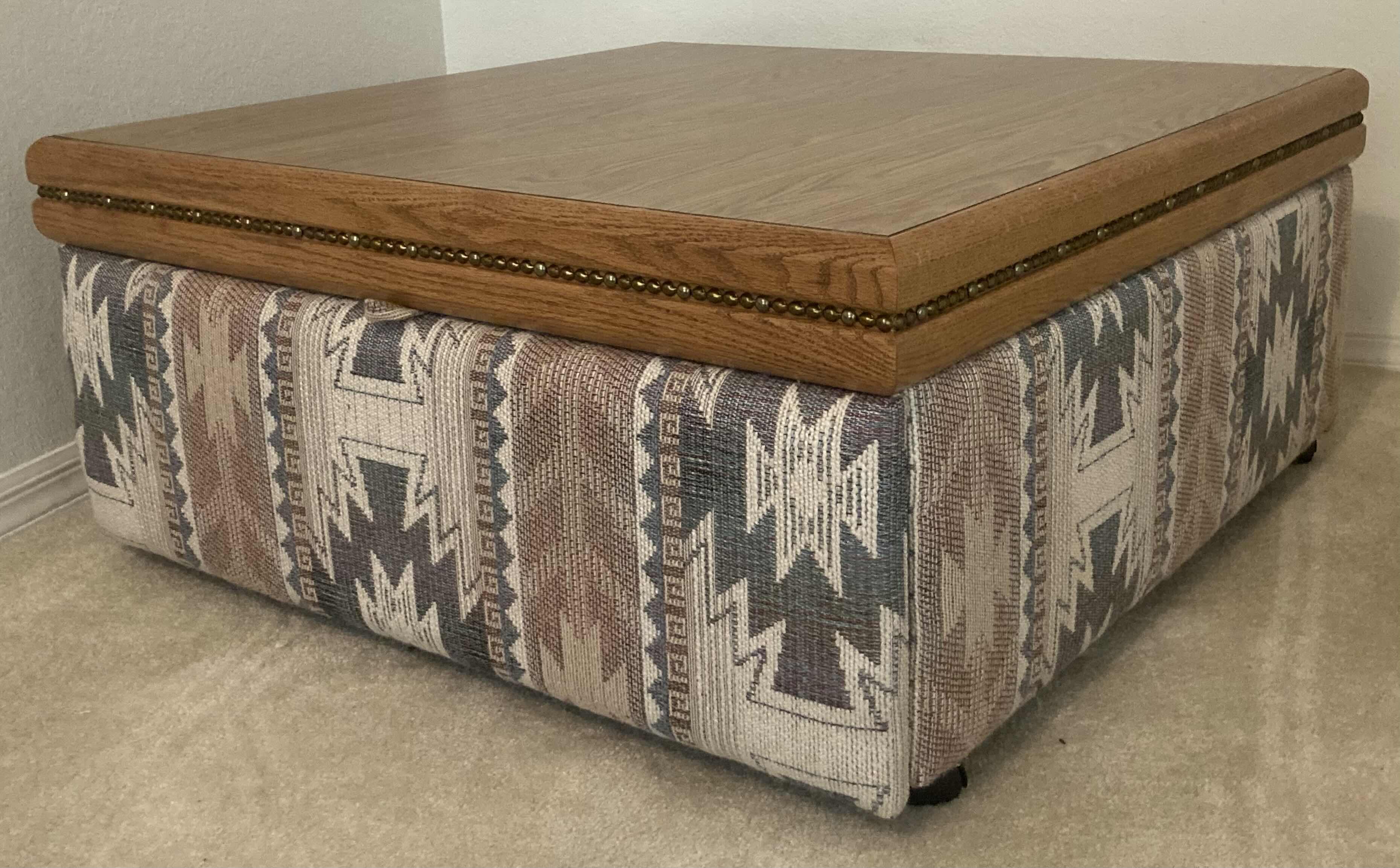 Photo 1 of DOUGLAS FURNITURE SOUTH WESTERN COFFEE TABLE OTTOMAN W DRAWER 37” X 37” H17”