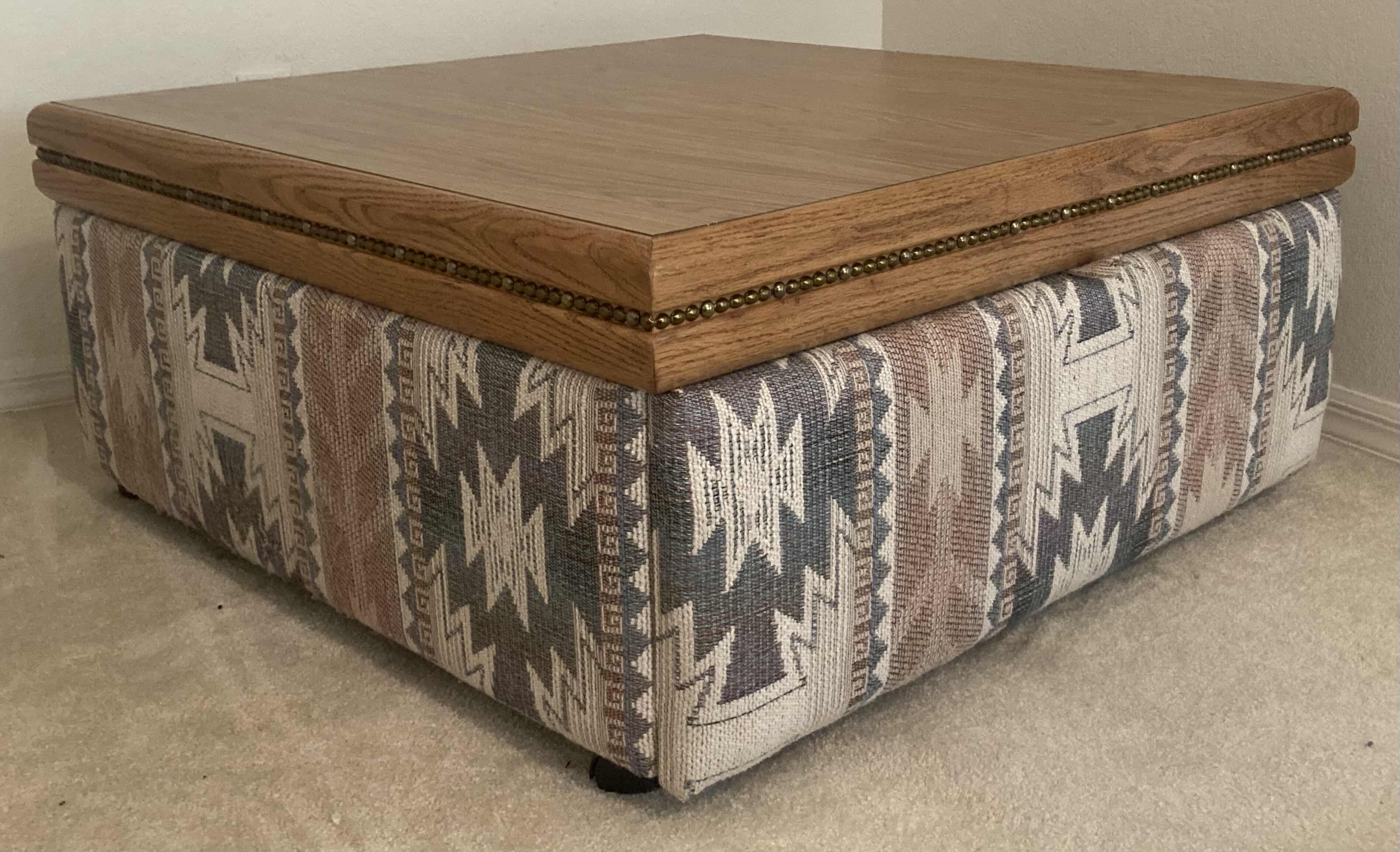 Photo 1 of DOUGLAS FURNITURE SOUTH WESTERN COFFEE TABLE OTTOMAN W DRAWER 37” X 37” H17”