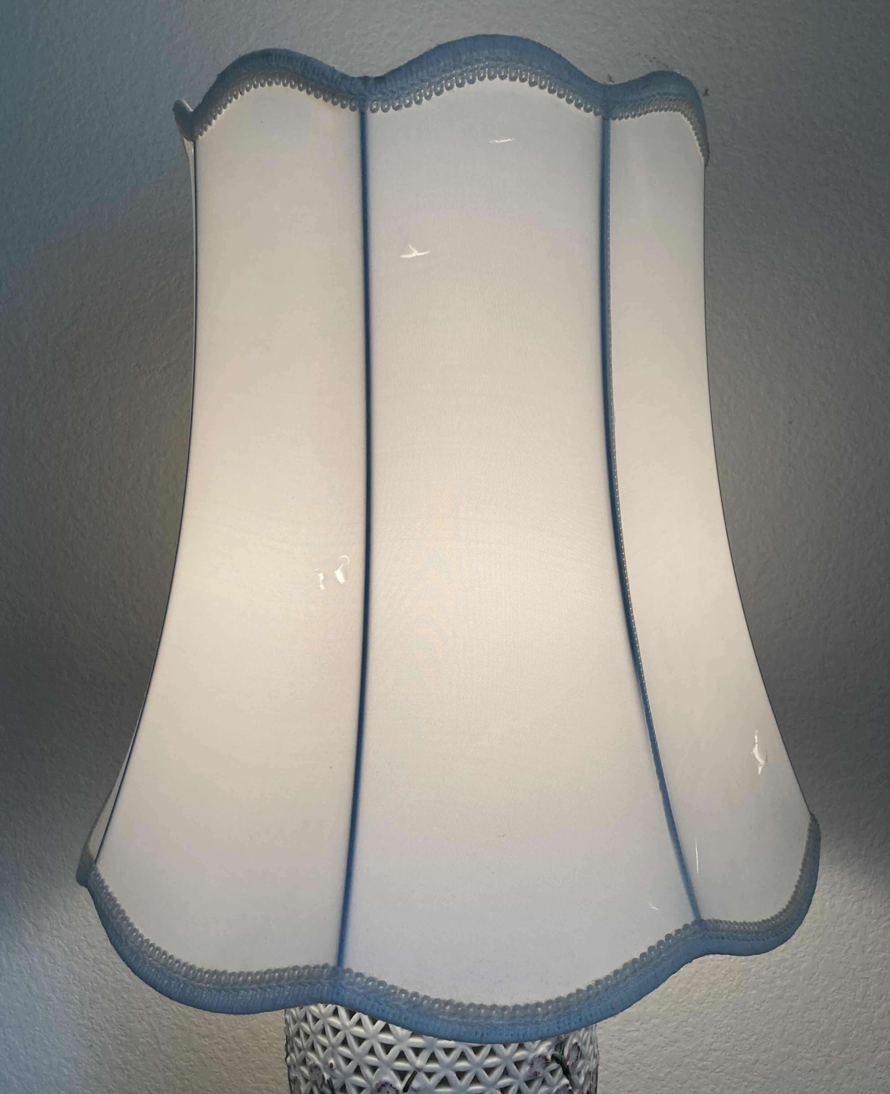 Photo 1 of BLANC DE CHINA CHERRY BLOSSOM PORCELAIN TABLE LAMP H35.75”