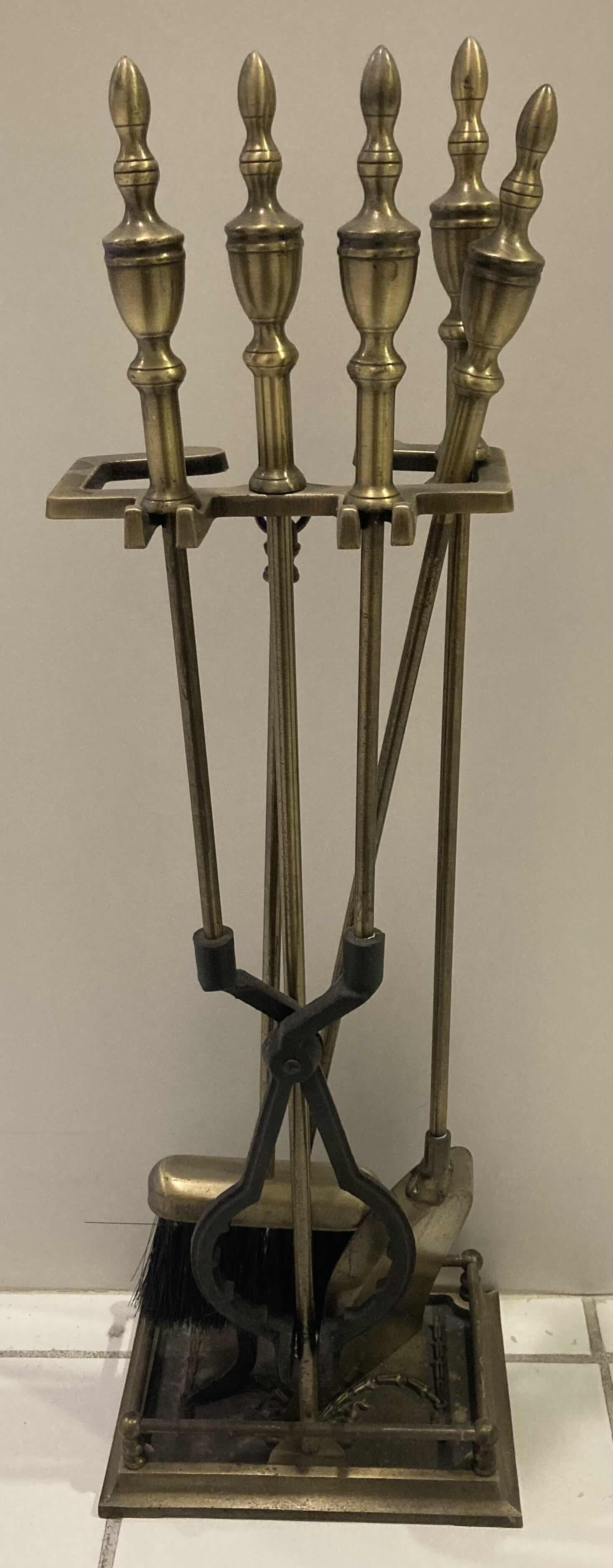 Photo 1 of ANTIQUE BRASS FINISH FIREPLACE TOOL SET