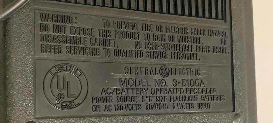 Photo 1 of GENERAL ELECTRIC TAPE RECORDER MODEL 3-5105A