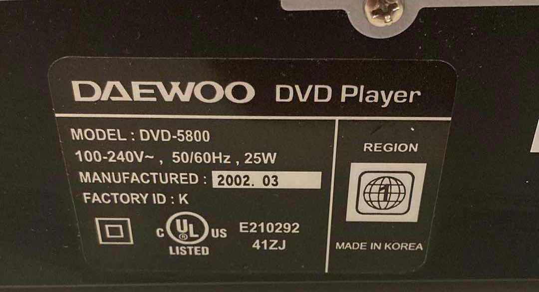 Photo 1 of DAEWOO DVD PLAYER MODEL DVD-5800