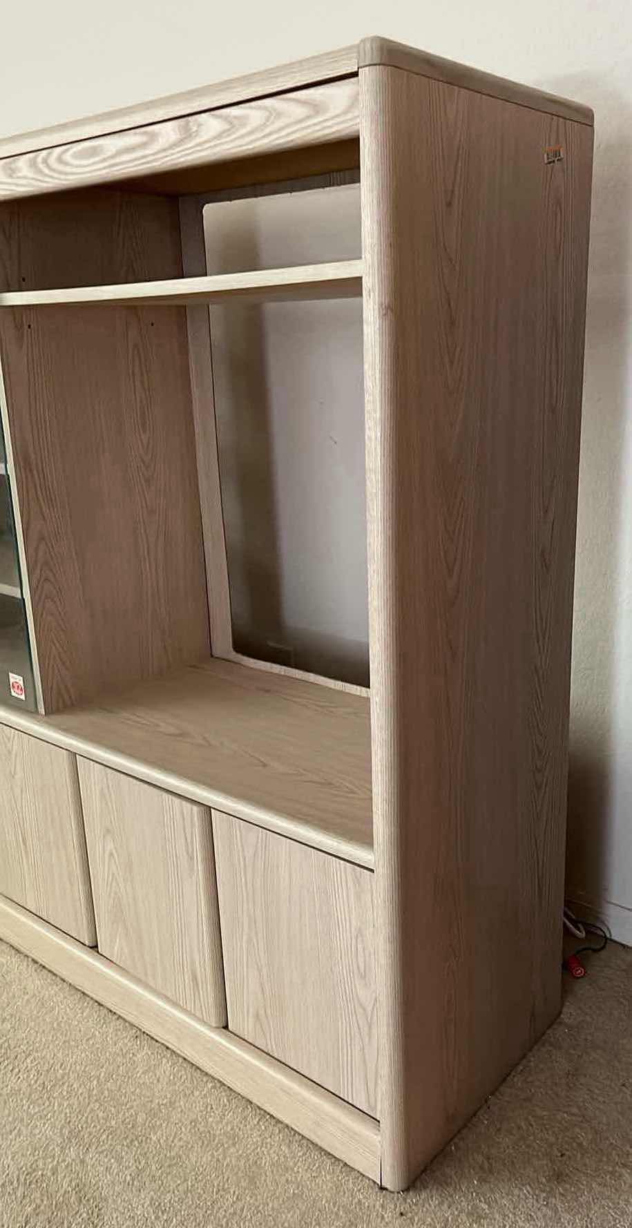 Photo 1 of WHITE WASHED OAK WOOD FINISH ENTERTAINMENT CENTER 49” X 16” H48.5”