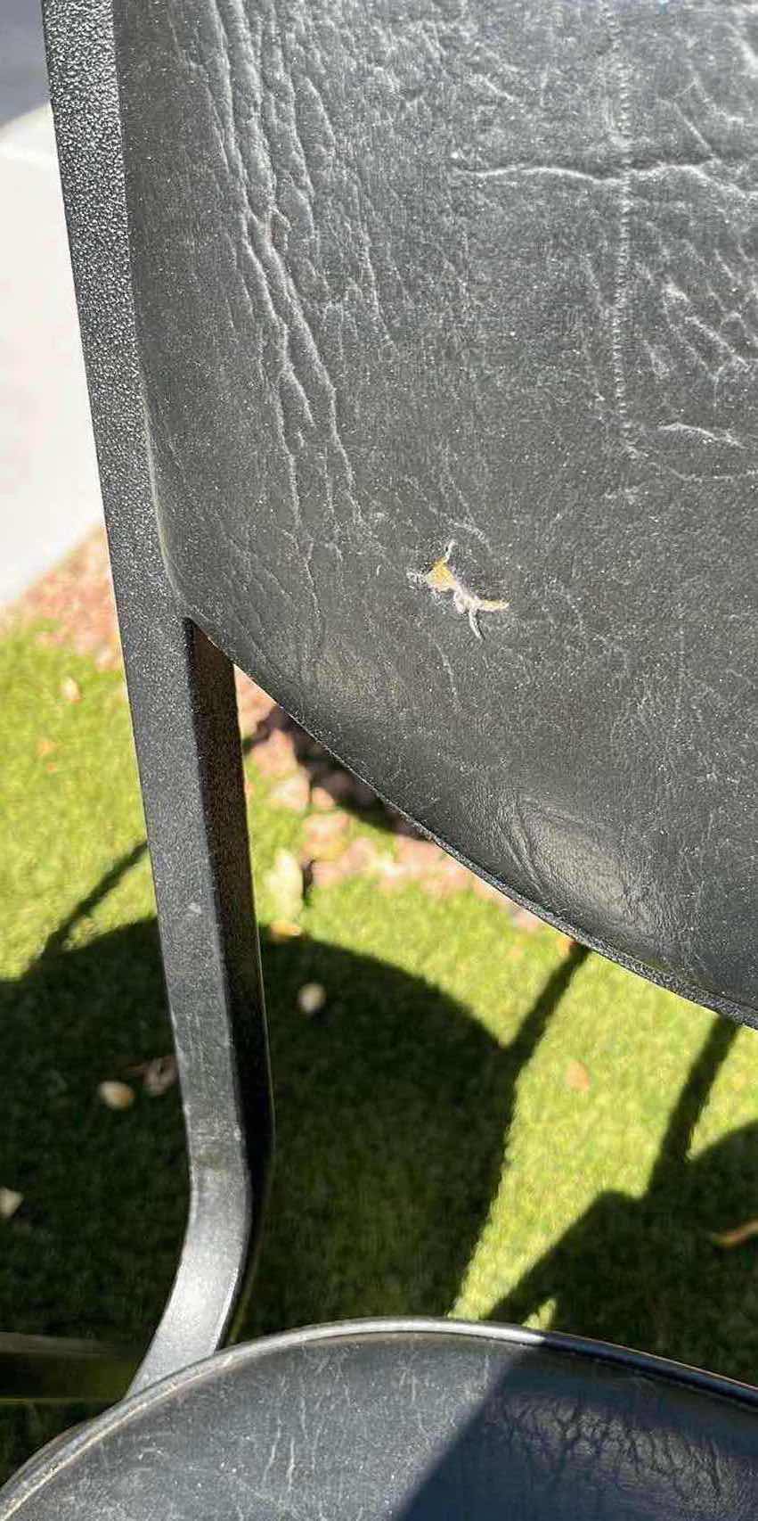 Photo 1 of BLACK PADDED METAL STACKABLE CHAIRS (2) 17.5” X 20” H37.5”