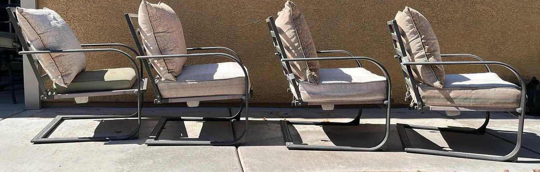 Photo 1 of OUTDOOR BLACK METAL FRAME PATIO CHAIRS (4) 27” X 30.5” H32.25”