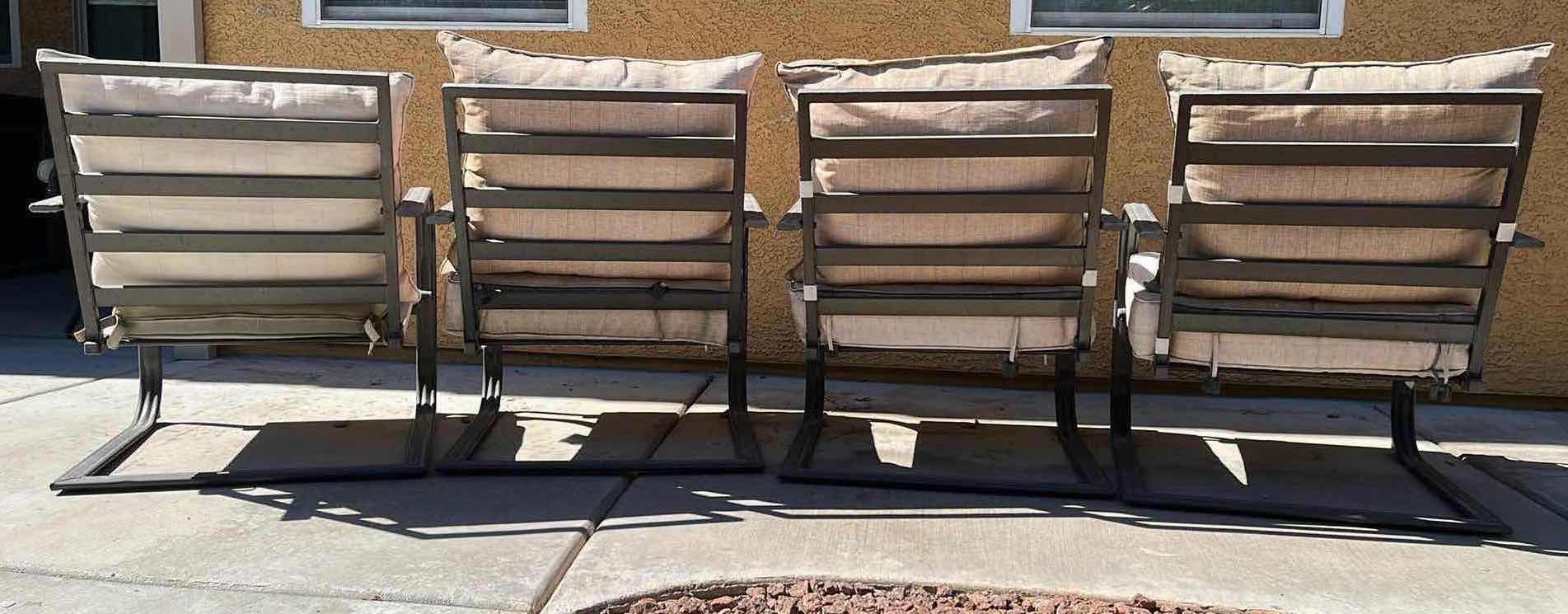 Photo 1 of OUTDOOR BLACK METAL FRAME PATIO CHAIRS (4) 27” X 30.5” H32.25”
