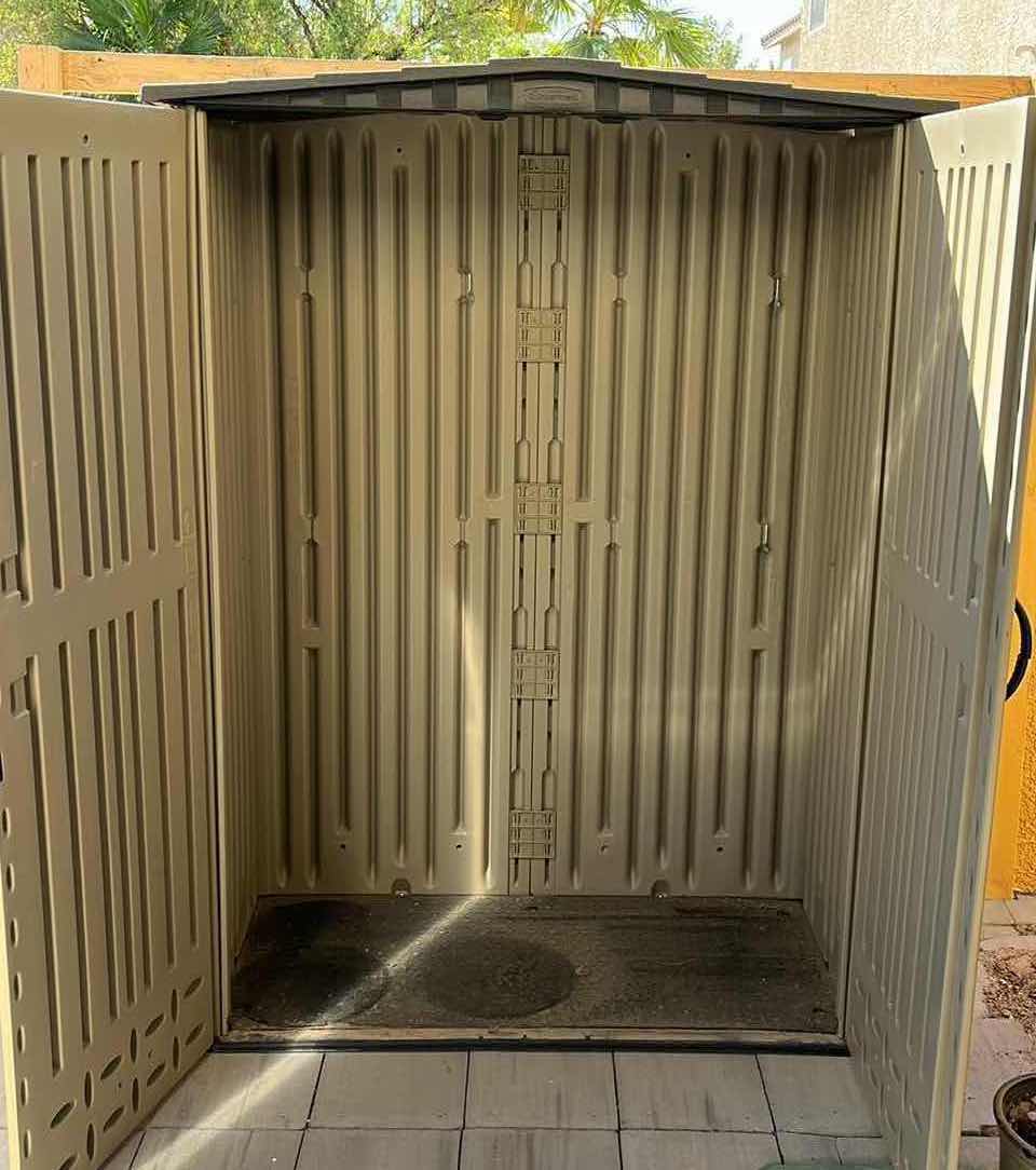 Photo 1 of RUBBERMAID OUTDOOR RESIN STORAGE SHED 55” X 28” H76.5”