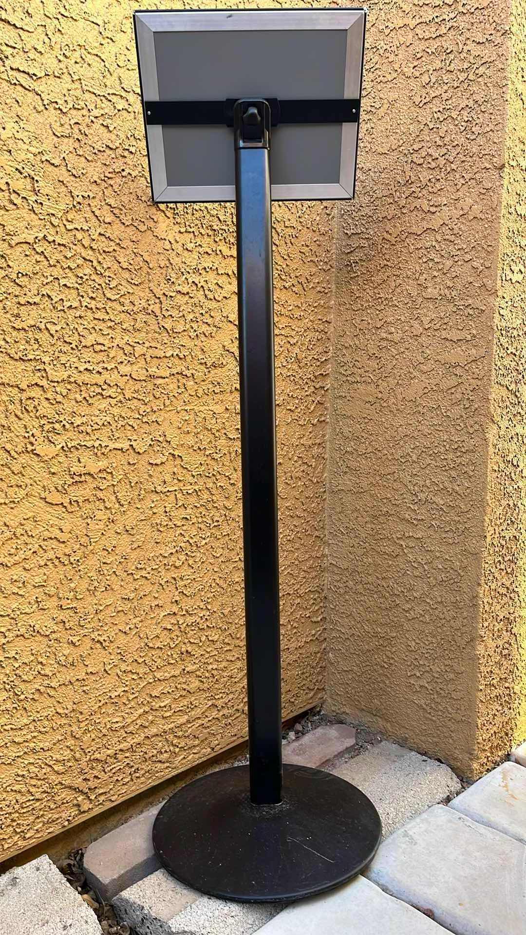 Photo 1 of FRAMED SIGN DISPLAY BLACK COATED STAND 14” X 46.5” (FRAME SIZE 12.25” X 9.75”)