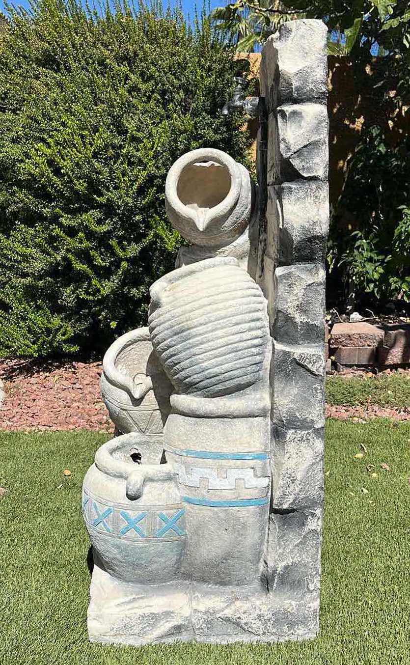 Photo 1 of SOUTHWESTERN STYLE OUTDOOR RESIN POTTERY WATER FEATURE FOUNTAIN 18.25” X 17” H43”