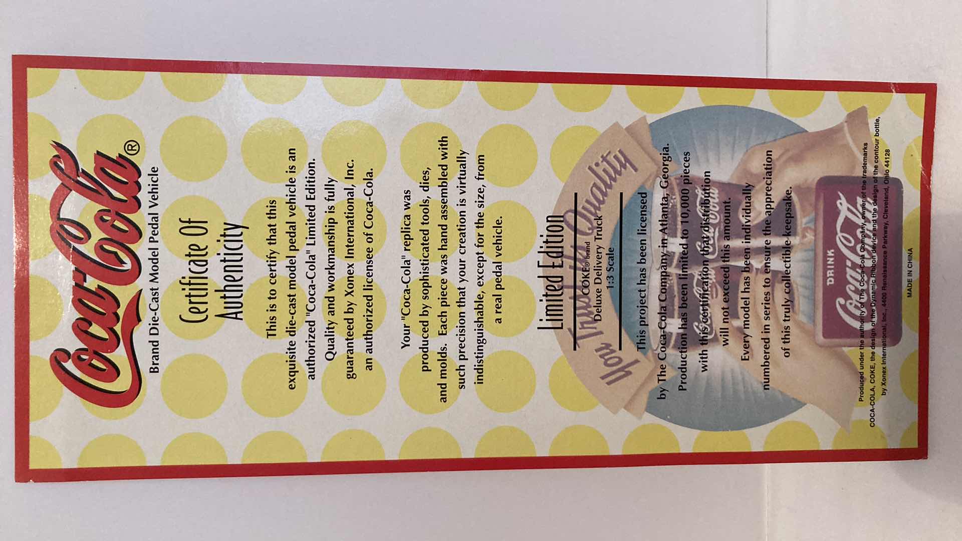 Photo 1 of COCA-COLA DELUXE DELIVERY PEDAL VEHICLE LIMITED EDITION 1997 DIE CAST TRUCK W COA