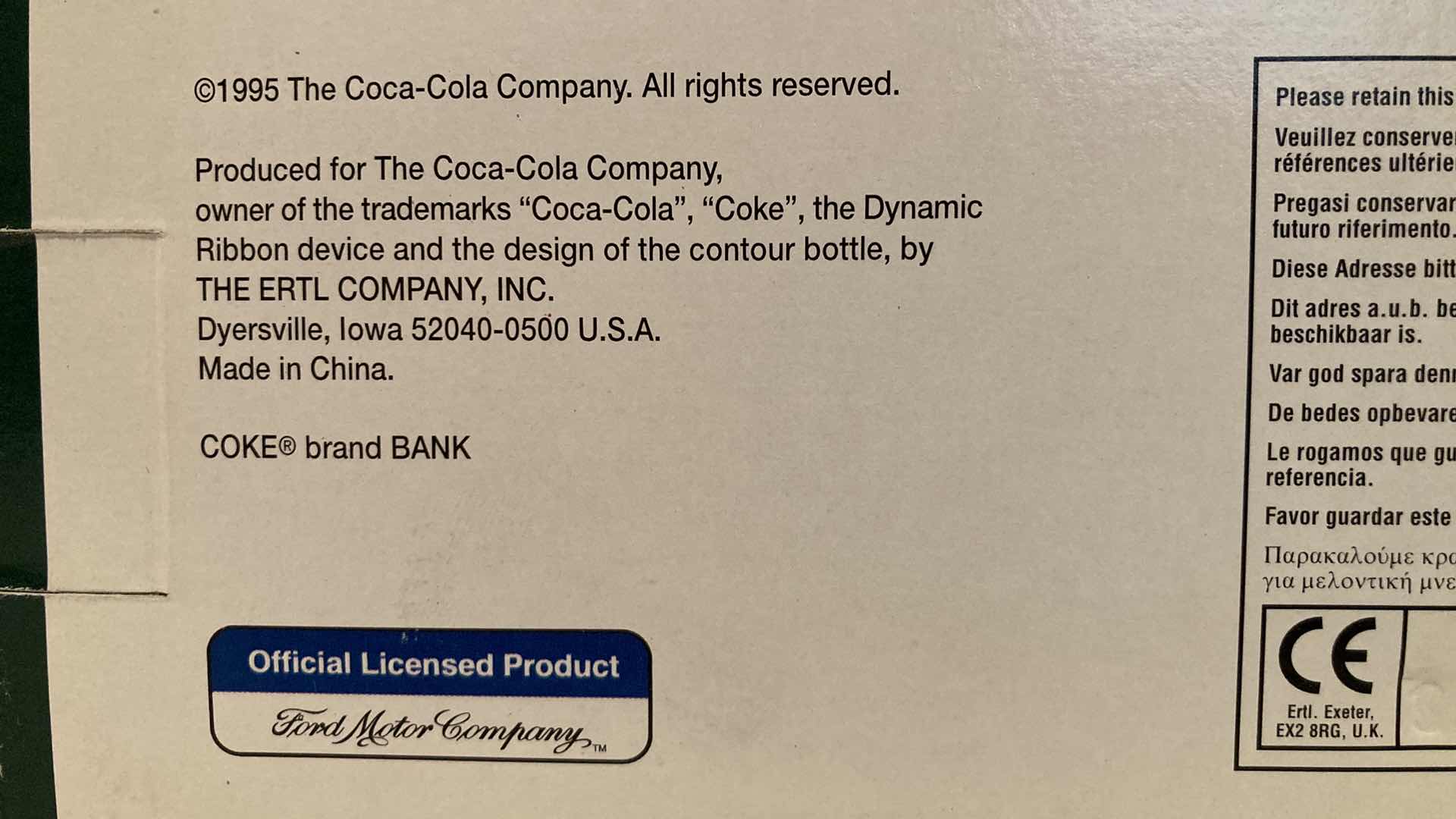 Photo 7 of COCA-COLA 1953 THE ERTL COMPANY INC DIE CAST METAL TRUCK BANK