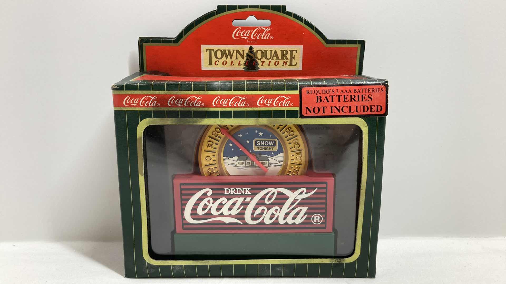 View 1 of COCA-COLA TOWN SQUARE COLLECTION SNOW TONIGHT THERMOMETER