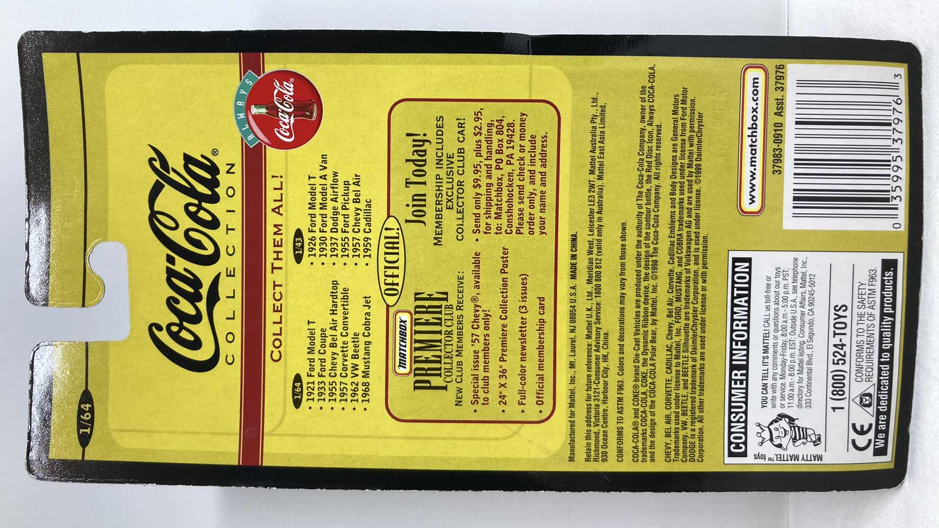 Photo 1 of MATCHBOX COLLECTIBLES COCA-COLA 1921 MODEL T CAR