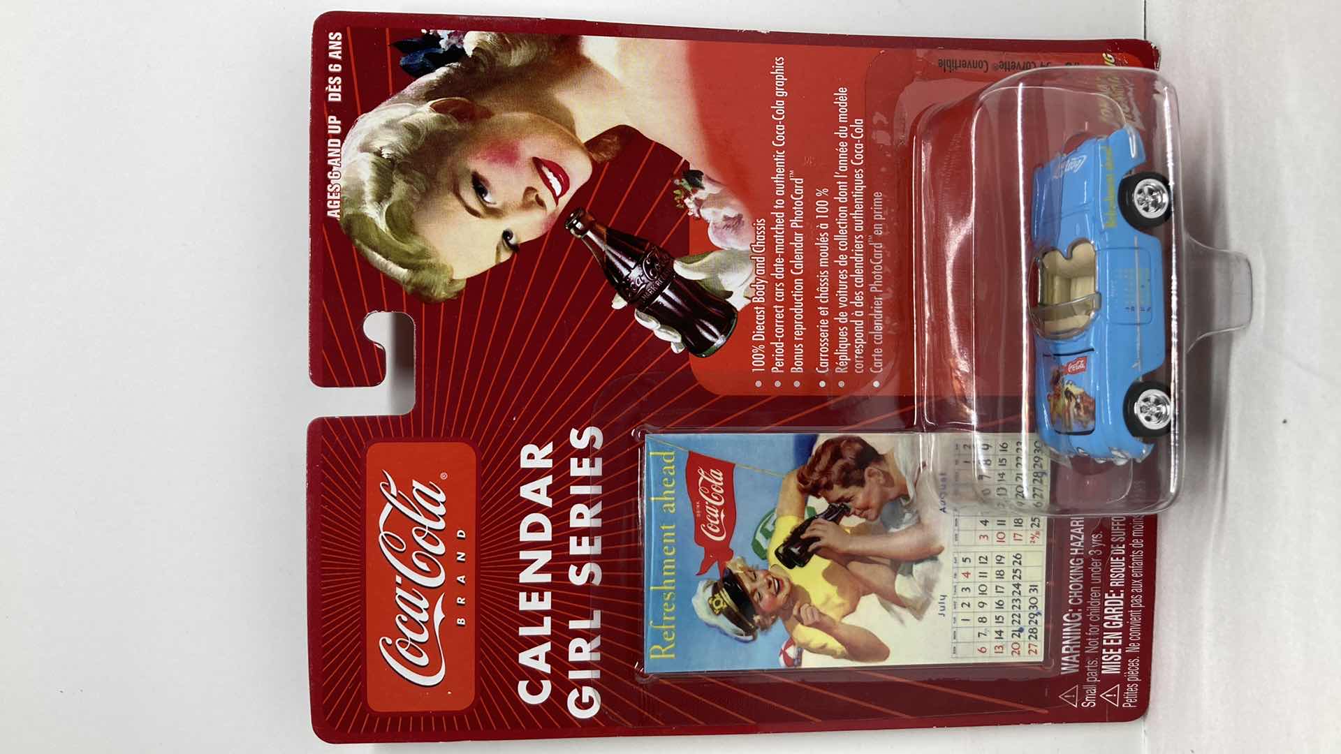 Photo 1 of JOHNNY LIGHTNING COCA-COLA CALENDAR GIRL SERIES ‘54 CORVETTE CONVERTIBLE CAR W CARD