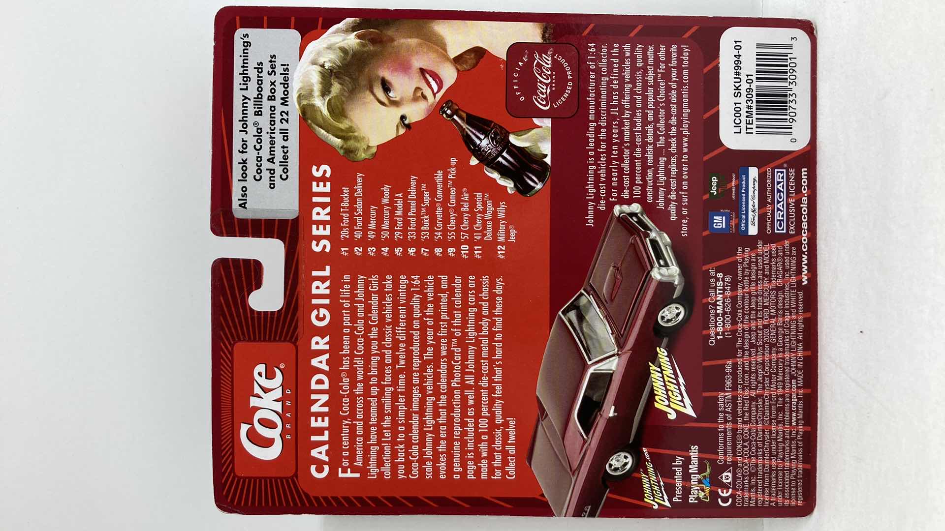 Photo 1 of JOHNNY LIGHTNING COCA-COLA CALENDAR GIRL SERIES ‘50 MERCURY WOODY WAGON