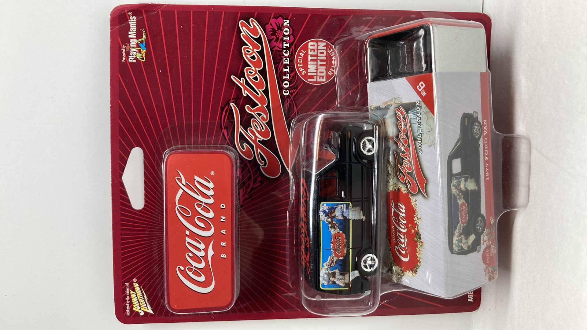 Photo 1 of JOHNNY LIGHTNING COCA-COLA FESTOON COLLECTION 1977 FORD VAN W TIN BOX