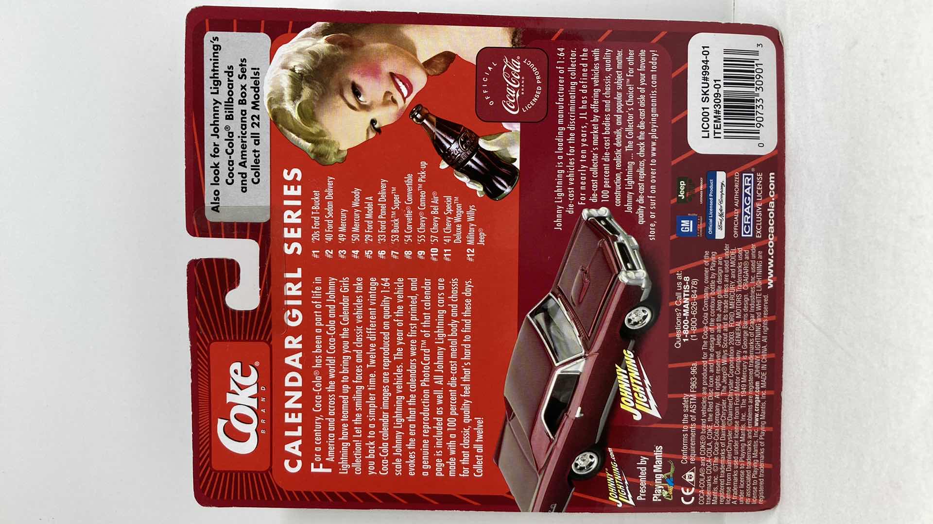 Photo 3 of JOHNNY LIGHTNING COCA-COLA CALENDAR GIRL SERIES ‘57 CHEVY BEL AIR CAR