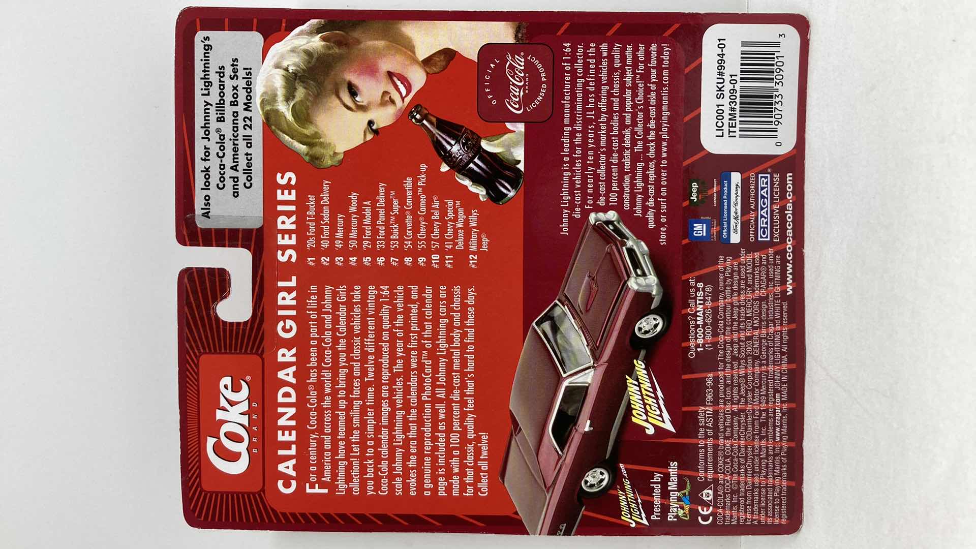 Photo 1 of JOHNNY LIGHTNING COCA-COLA CALENDAR GIRL SERIES ‘41 CHEVY SPECIAL DELUXE WAGON